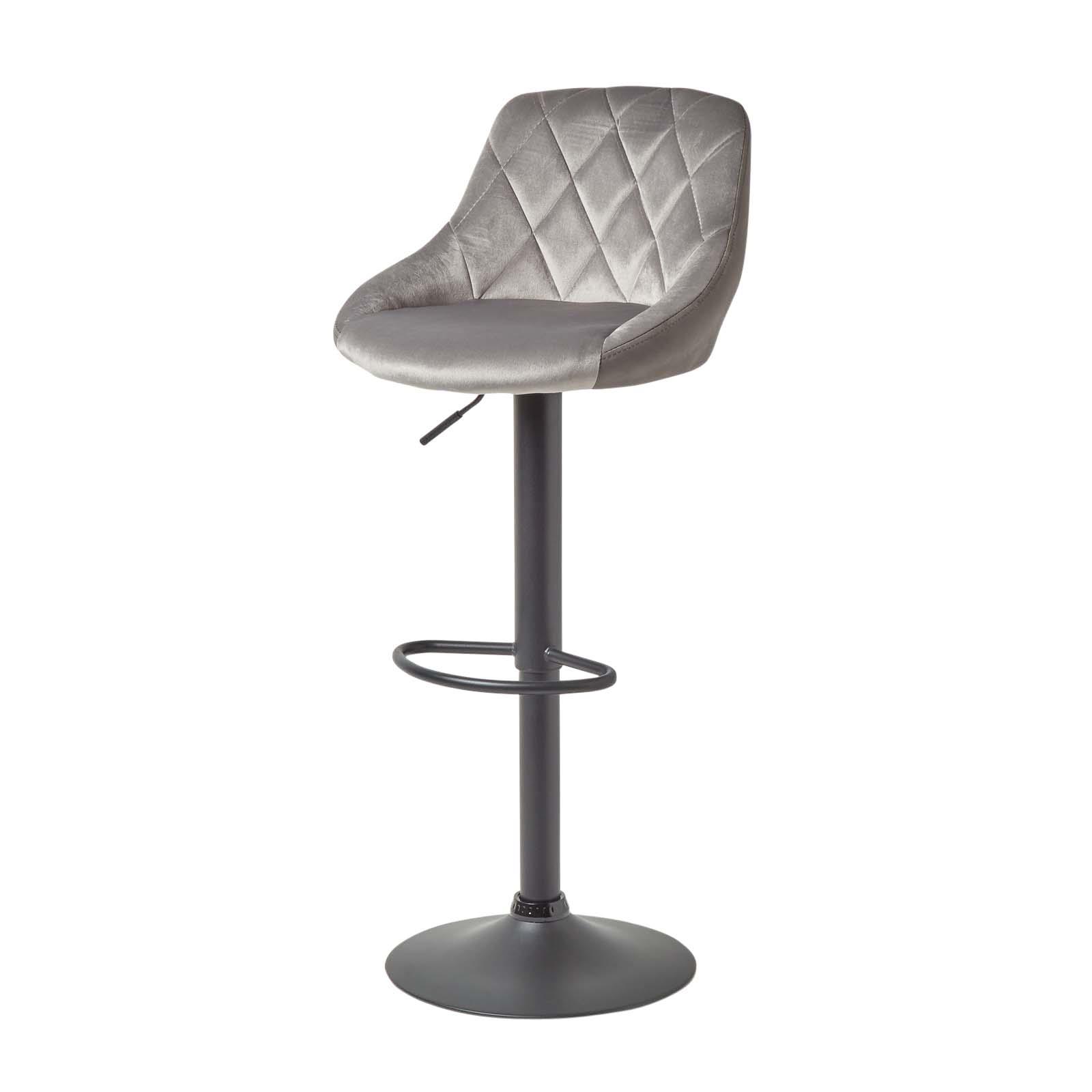 Velvet & Faux Leather Bar Stool Swivel Chair Adjustable Barstool with Backrest - Picture 16 of 22