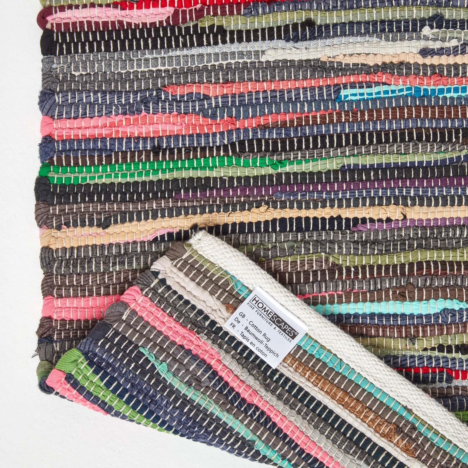 Handmade Indian Chindi Rag Rug 100% Recycled Cotton Large Small Woven Floor Mat - Picture 11 of 31