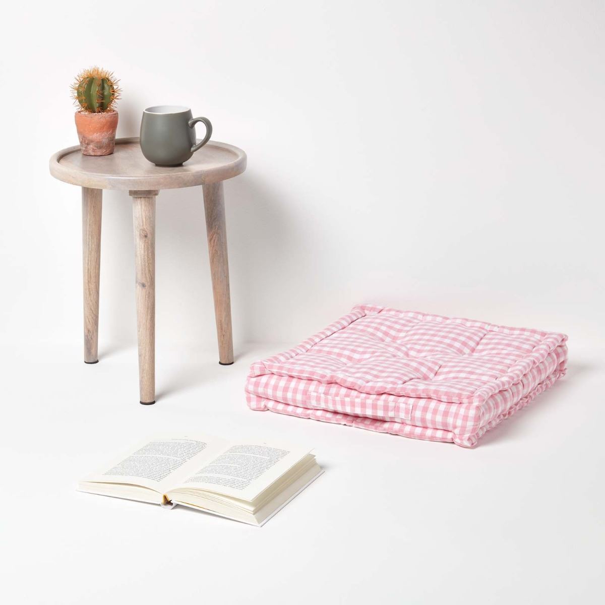 Gingham Check Large Floor Cushions Outdoor Garden Dining Booster Seat Pads - Picture 15 of 25