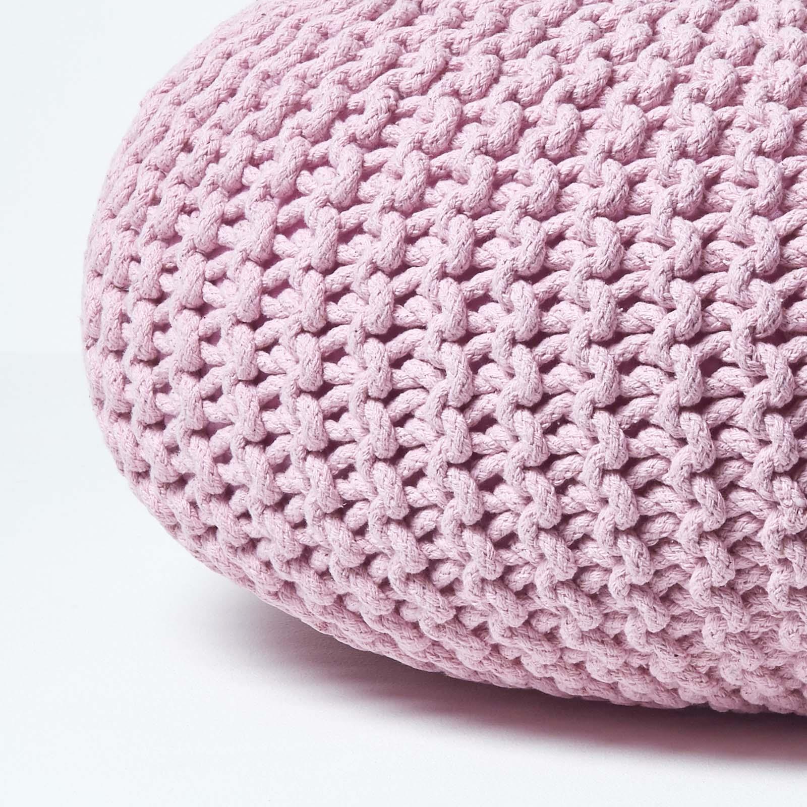 Large Round Cotton Knitted Pouffes Footstools Red, Yellow, Black, Grey, Natural - Picture 82 of 108