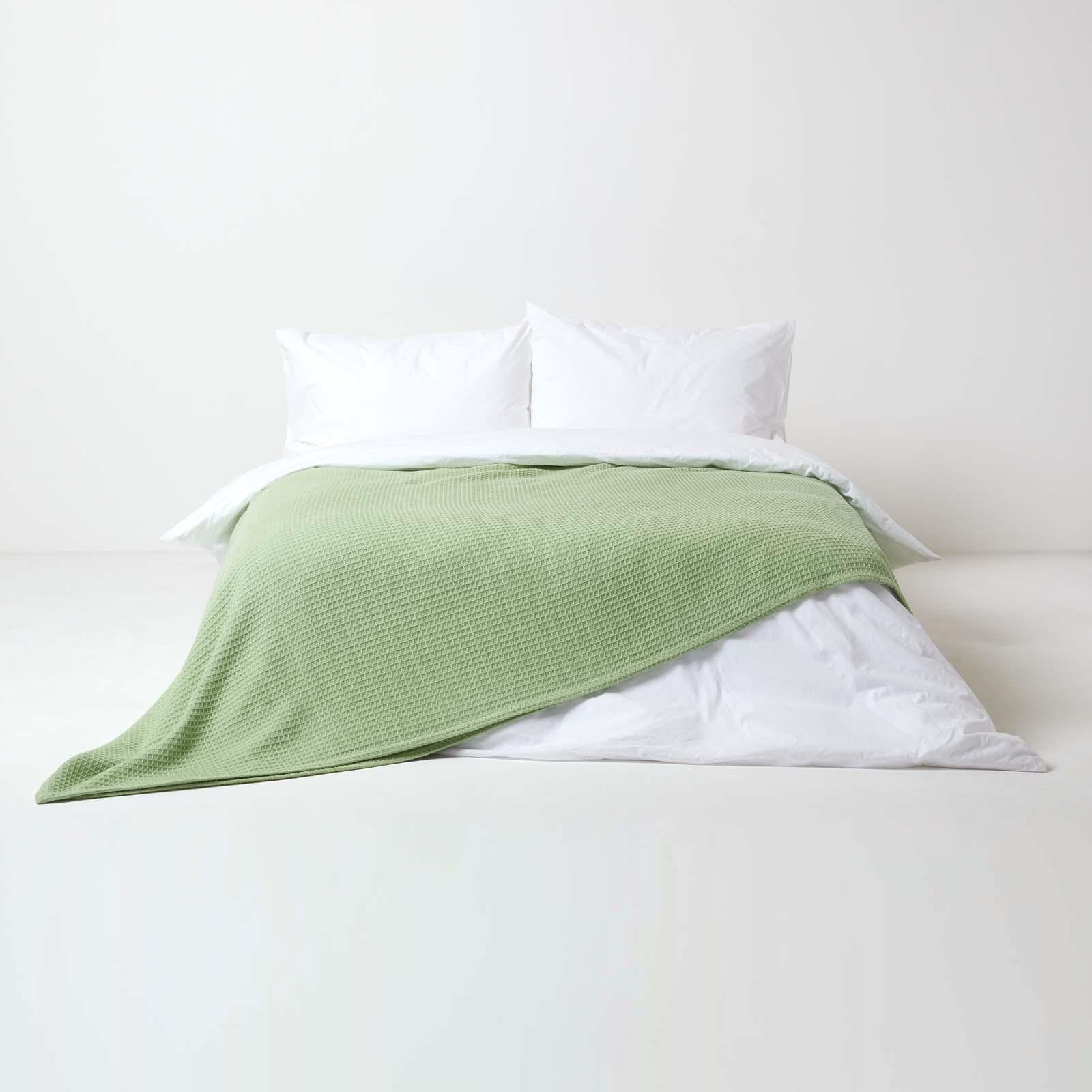 Organic Cotton Waffle Blanket/ Throw Blue, Pink, Green, Natural, White - Picture 22 of 28
