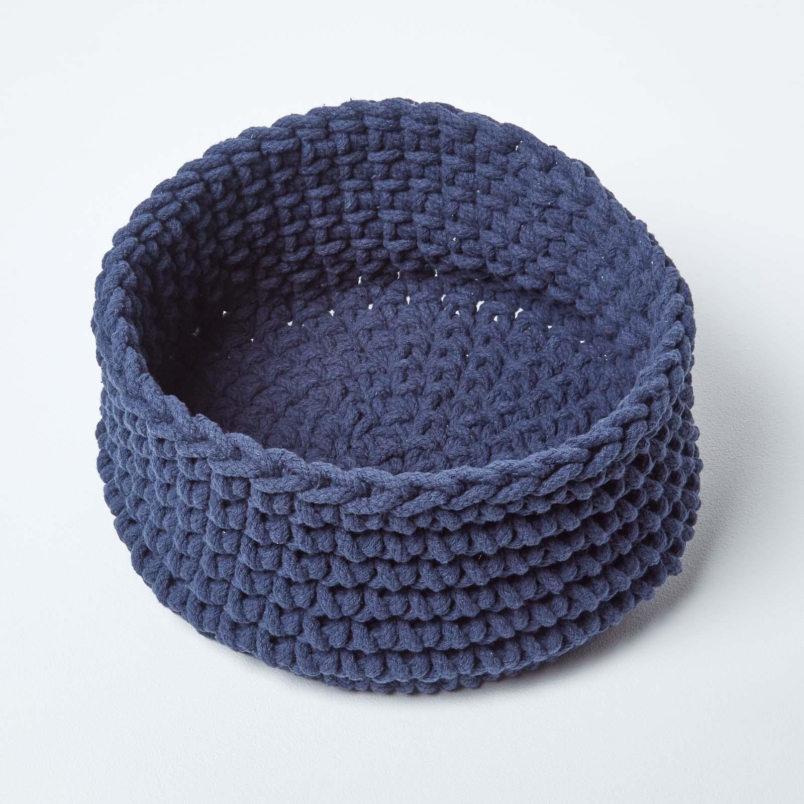 100% Cotton Round Knitted Storage Basket Books & Cloths Storage Handmade Basket - Picture 82 of 135