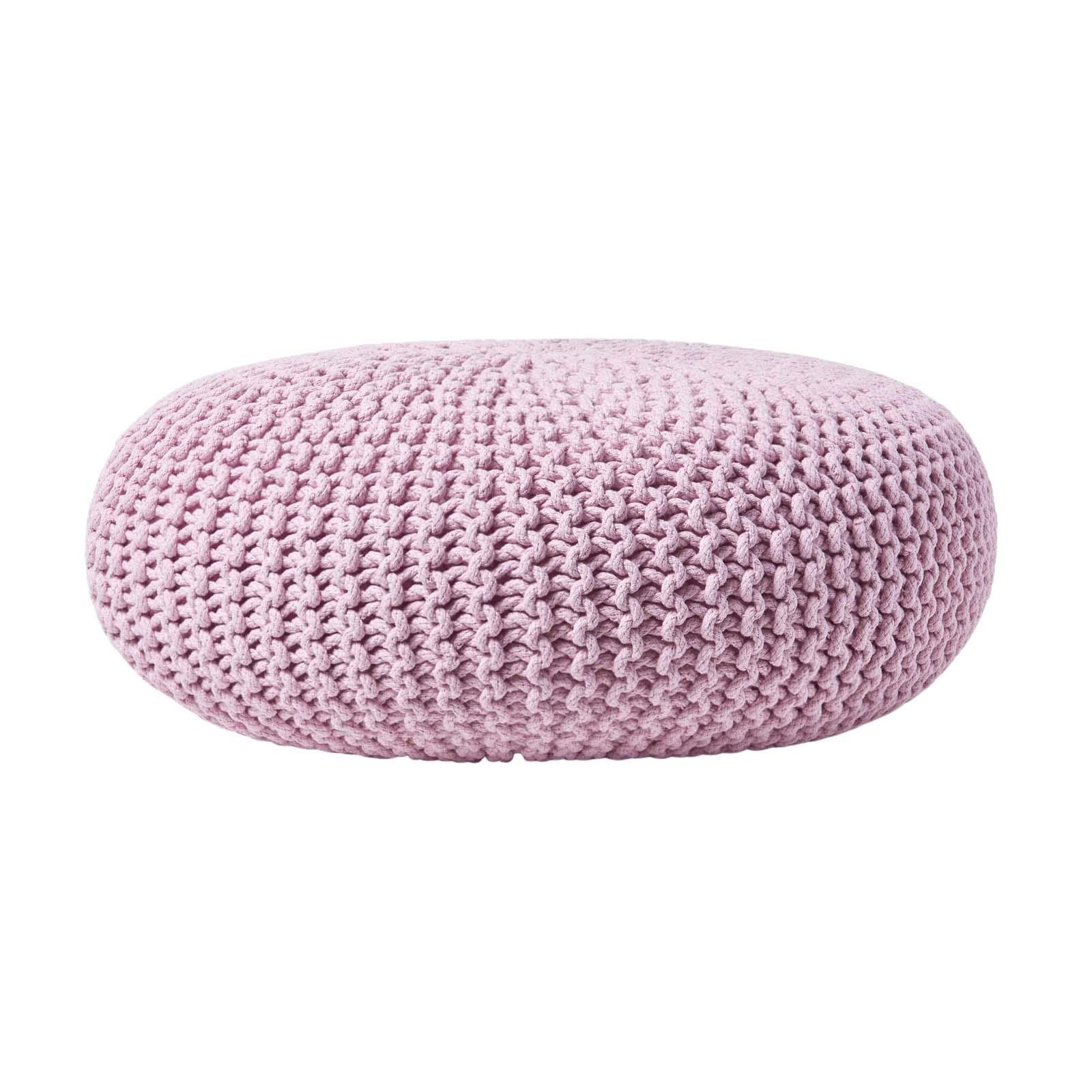 Large Round Cotton Knitted Pouffes Footstools Red, Yellow, Black, Grey, Natural - Picture 79 of 108
