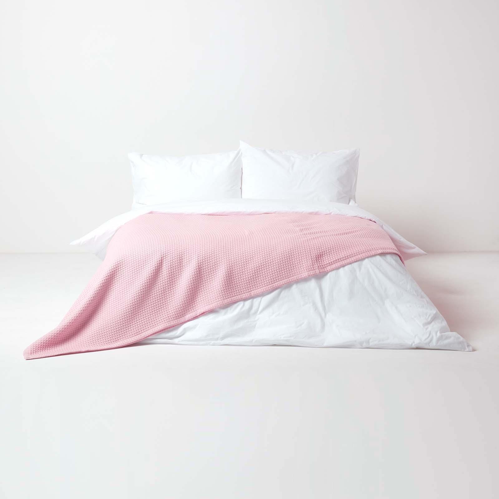 Organic Cotton Waffle Blanket/ Throw Blue, Pink, Green, Natural, White - Picture 16 of 28