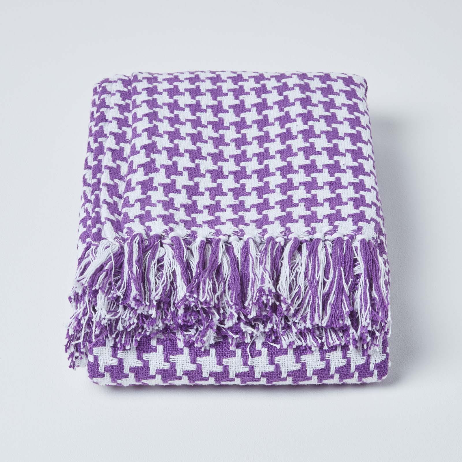 Houndstooth Cotton Check Extra Large Sofa Bed Throws Blanket Dogtooth Bedspreads - Picture 19 of 25