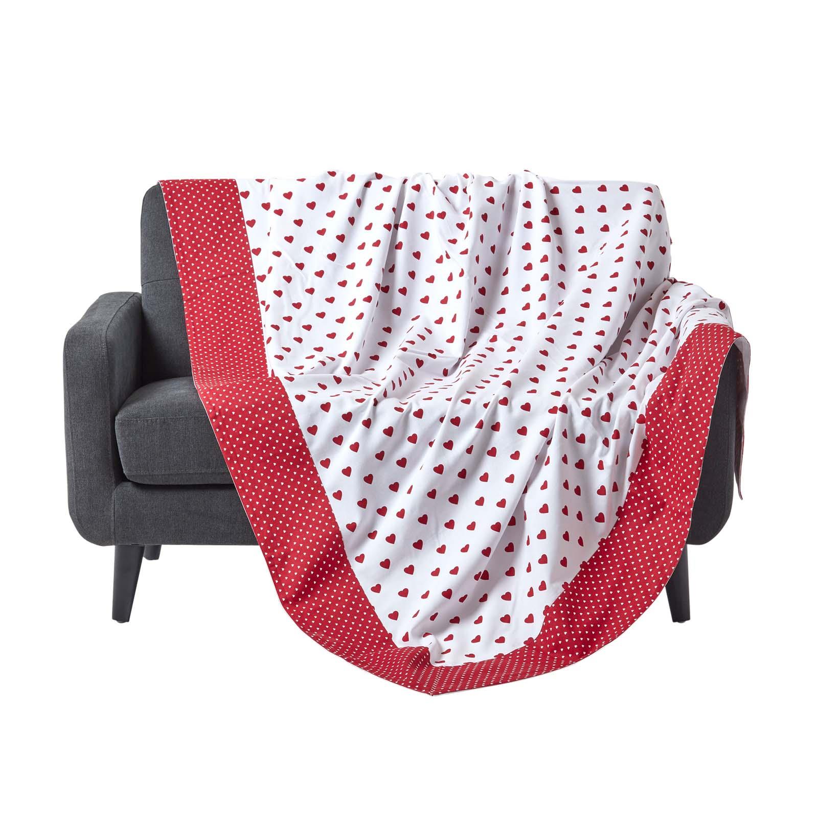 Cotton Pink Heart Decorative Sofa Throw, Red Polka Dots, Blue Stars and Stripes - Picture 9 of 55