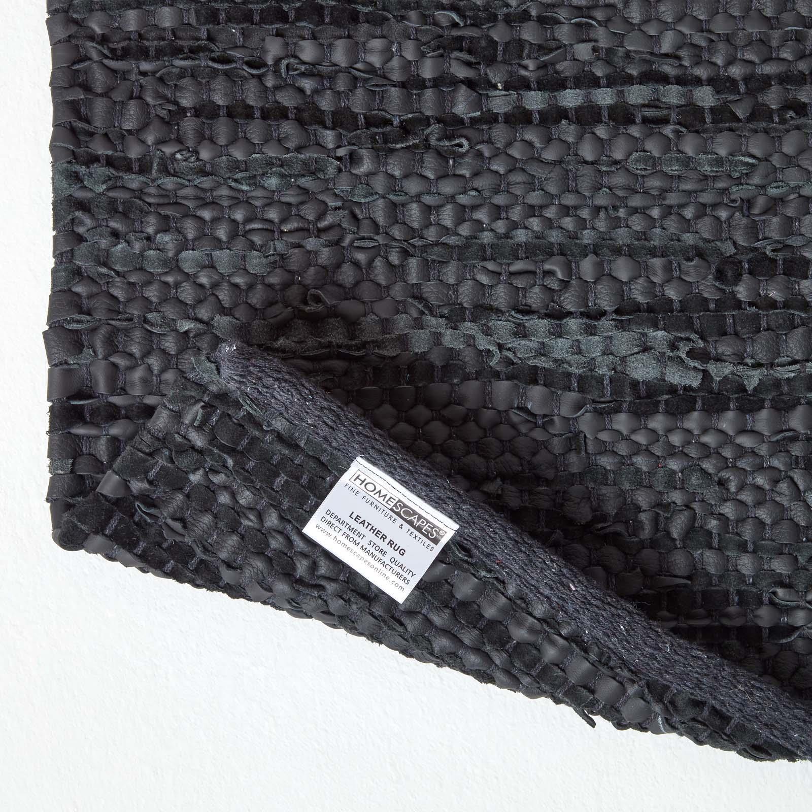 Denver Leather Woven Rugs Black and Chocolate, Modern, Rectangle - Picture 8 of 22