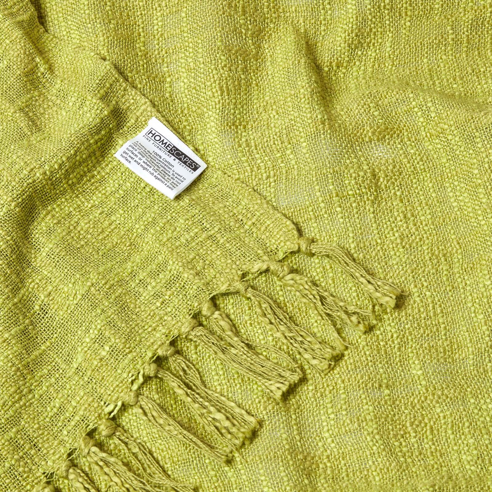 Homescapes Hand woven 100% Pure Cotton Throws for Bed or Sofa Yellow Grey Purple - Picture 14 of 54