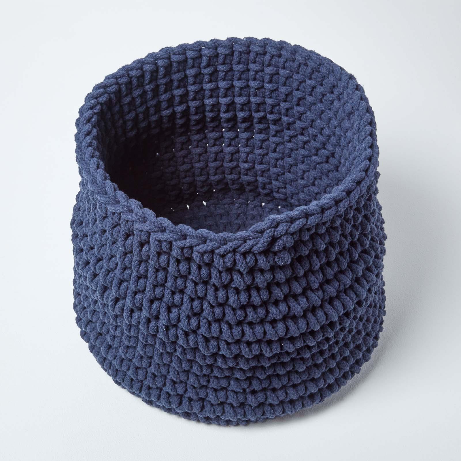 100% Cotton Round Knitted Storage Basket Books & Cloths Storage Handmade Basket - Picture 83 of 135
