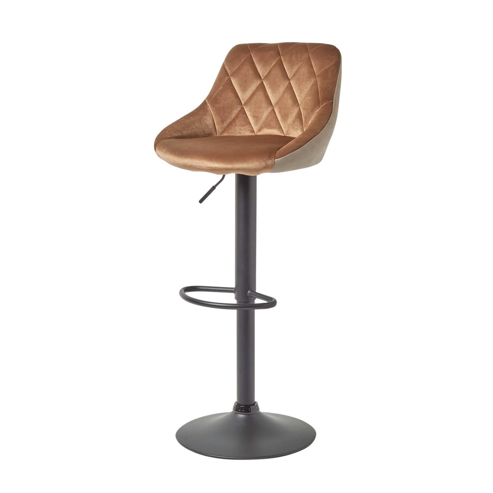 Velvet & Faux Leather Bar Stool Swivel Chair Adjustable Barstool with Backrest - Picture 9 of 22
