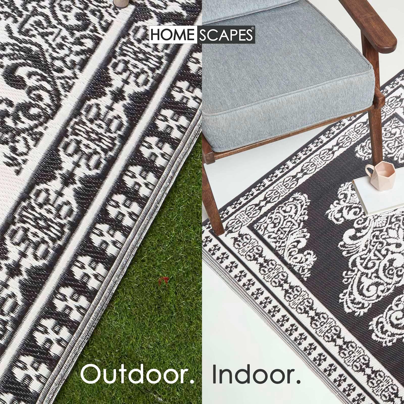 Reversible Indoor/Outdoor Garden Rugs in Motif Mosaic Leaf & Geometric Pattern - Picture 59 of 67