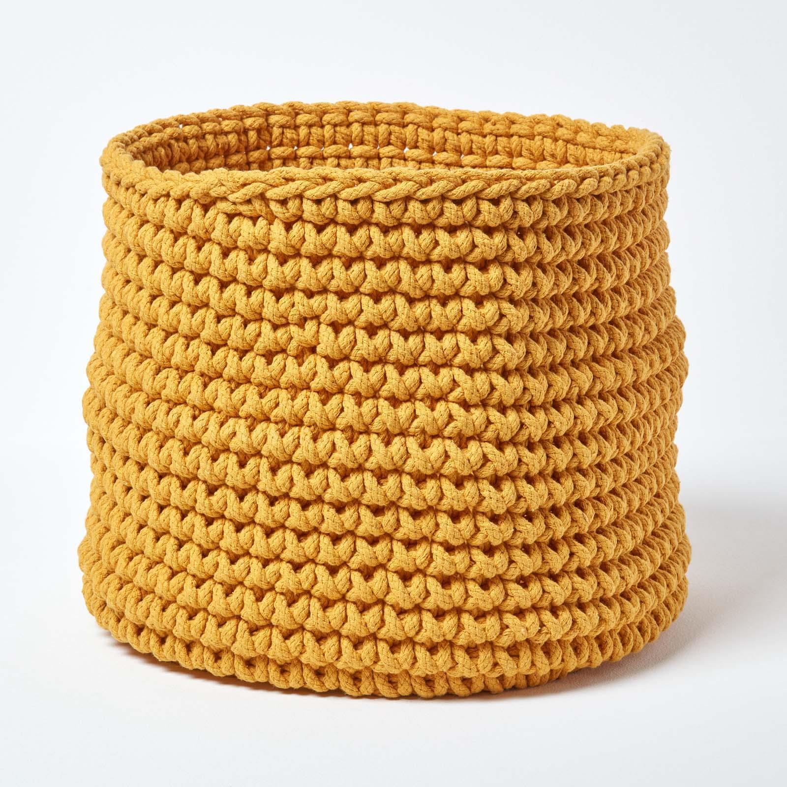 100% Cotton Round Knitted Storage Basket Books & Cloths Storage Handmade Basket - Picture 67 of 135