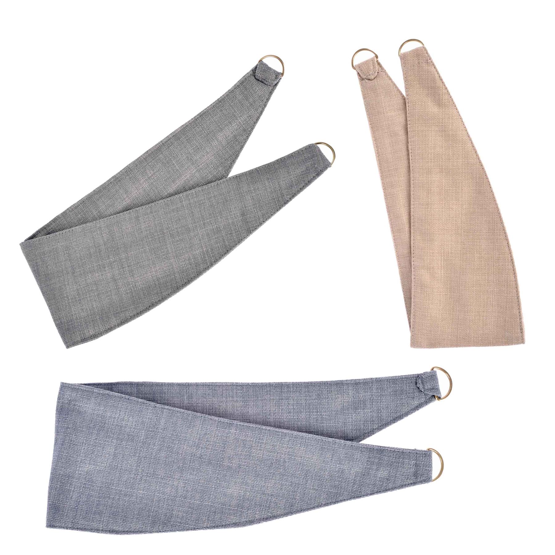 Plain Woven Curtain Tie Backs Pair Grey Natural Linen Sky Blue 26