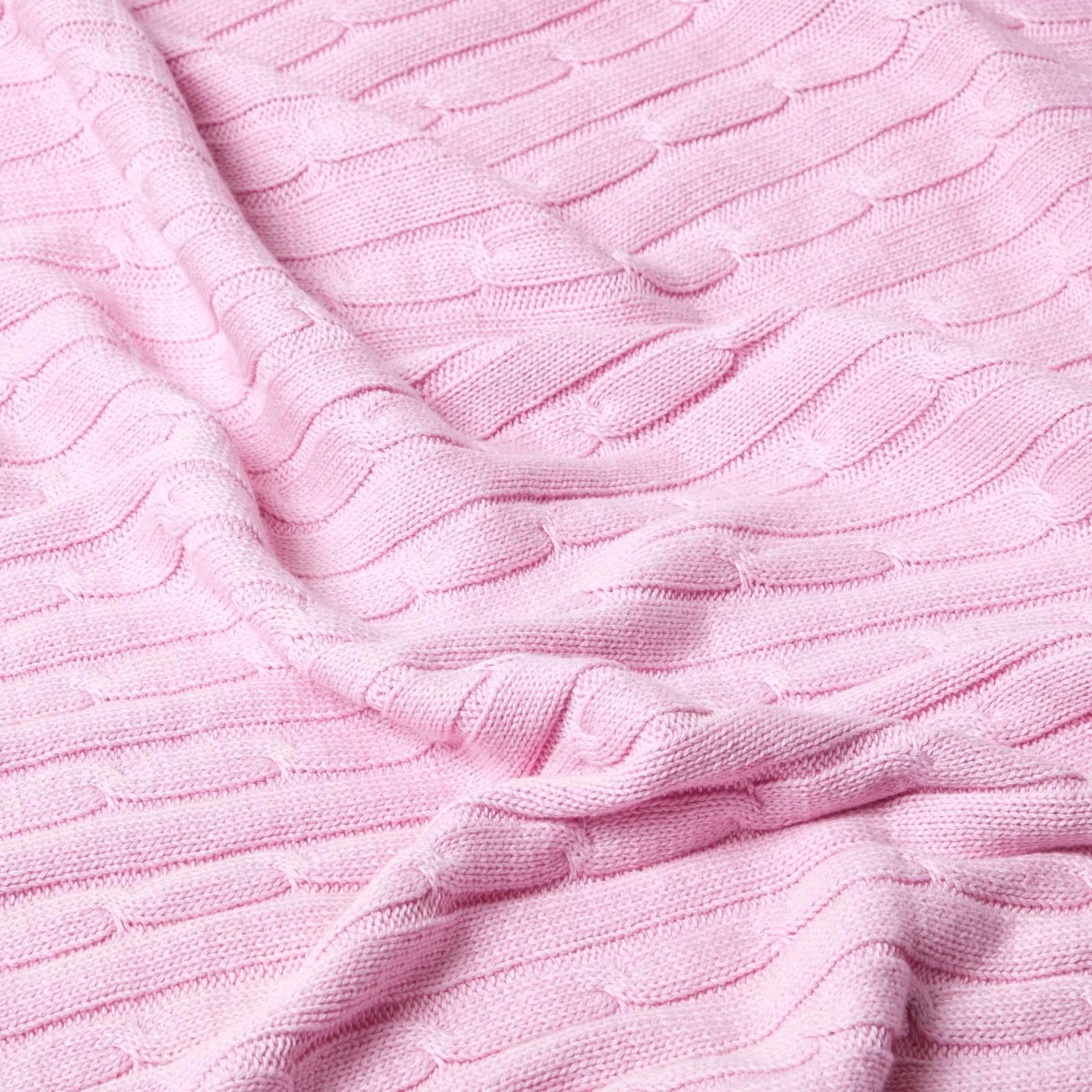 Cotton Cable Knit Throw, Blue, Grey, Green, Pink, Natural, Chocolate - Picture 61 of 65