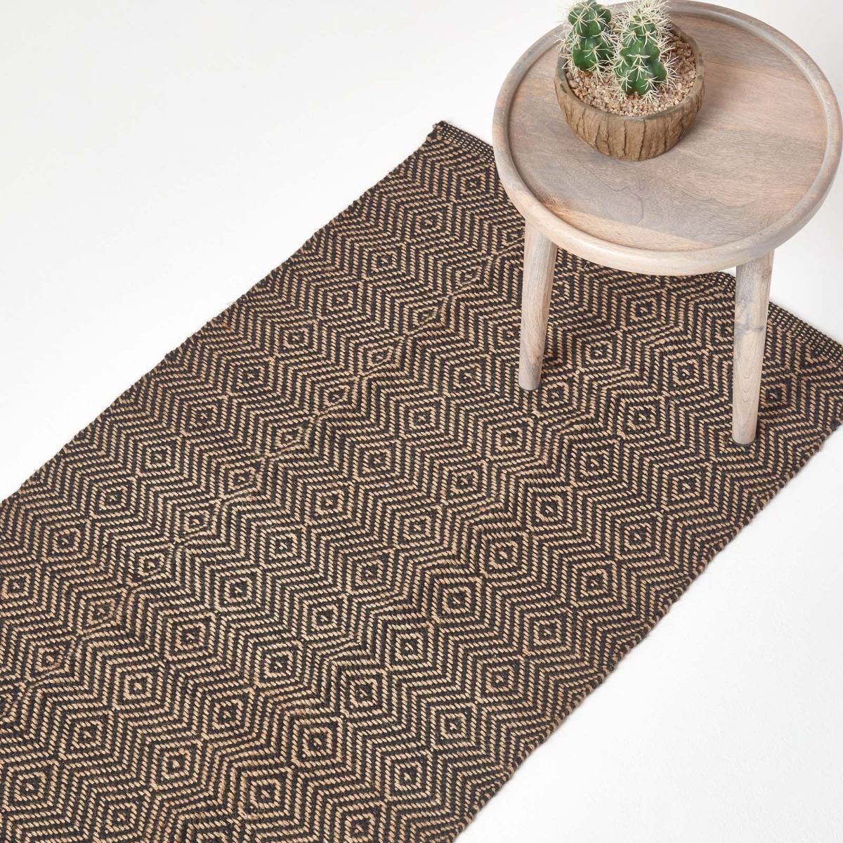 Geometric Jute Rug, Multicolour Striped, Black, Red, Blue - Picture 3 of 22