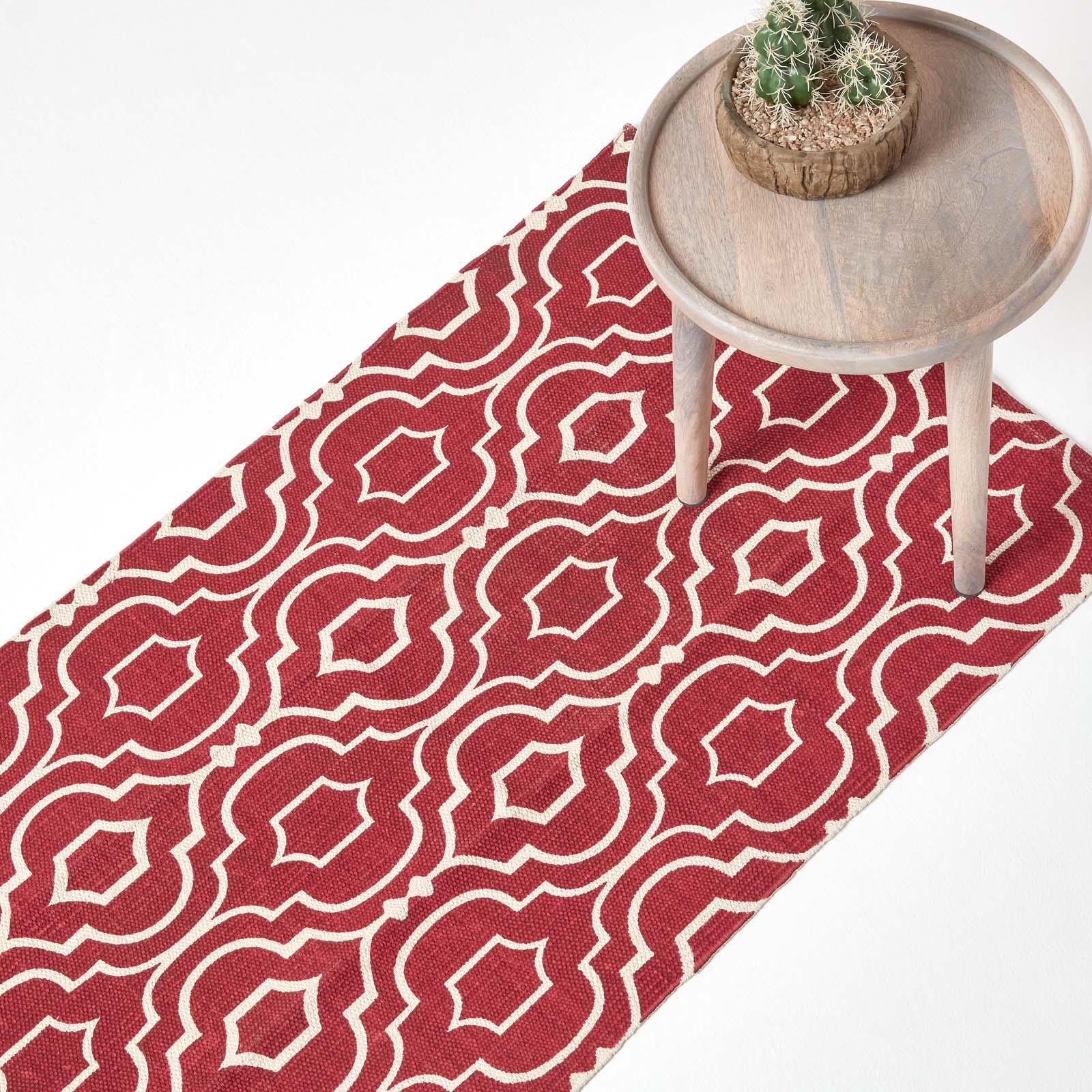 Handwoven Hallway Runner 100% Cotton Hall Rug Multicolour Geometric Printed - Picture 32 of 41