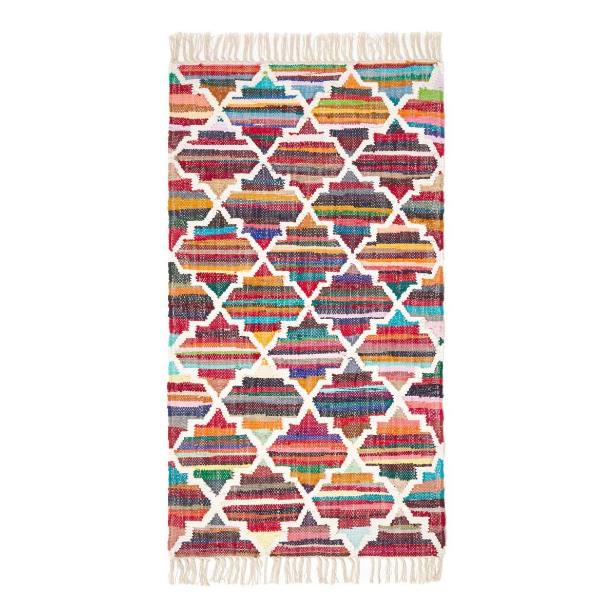 Handmade Cotton & Wool Kilim Rugs Runner Multi Coloured Geometric Diamond Carpet - Picture 11 of 64