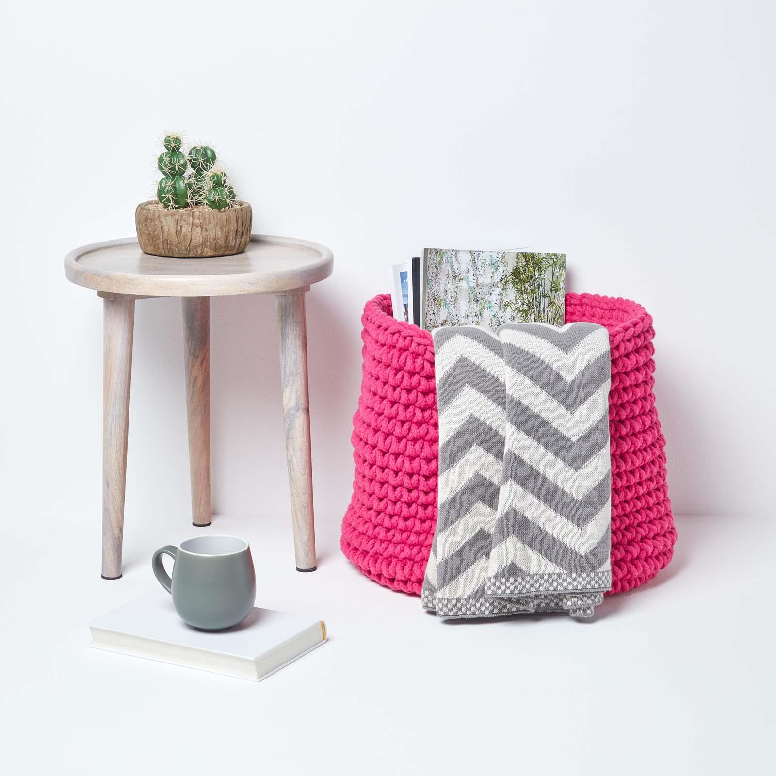 100% Cotton Round Knitted Storage Basket Books & Cloths Storage Handmade Basket - Picture 52 of 135