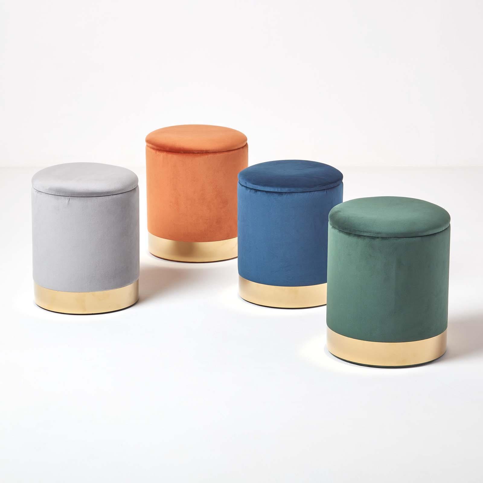 Round velvet pouffe Clearance