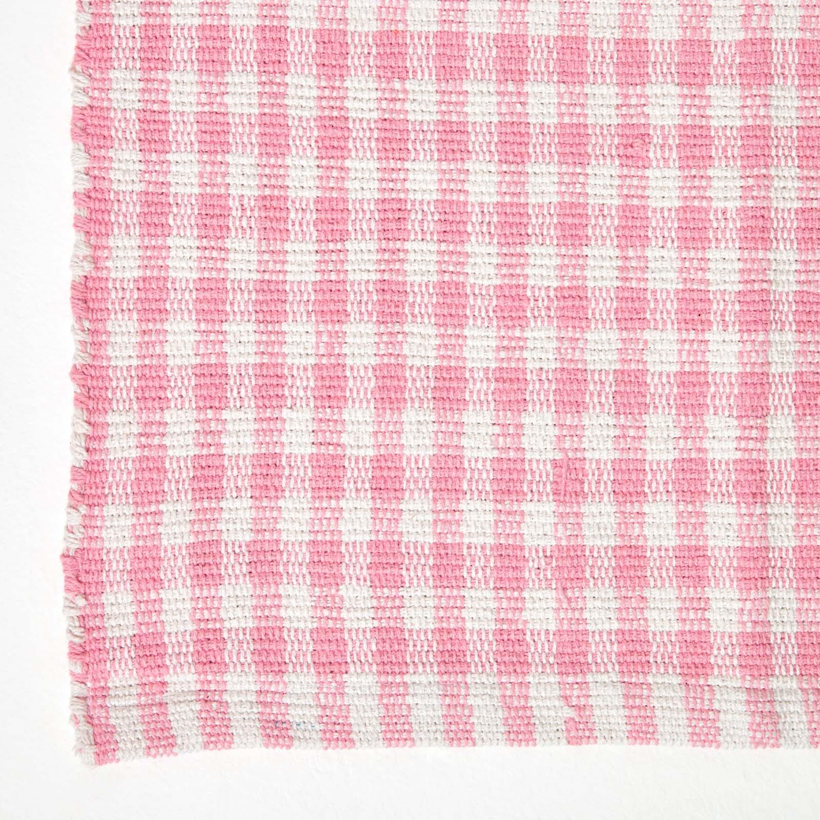 Cotton Gingham Rugs Pink Blue Beige Green Orange Carpet Kids Bath Mats - Picture 34 of 43