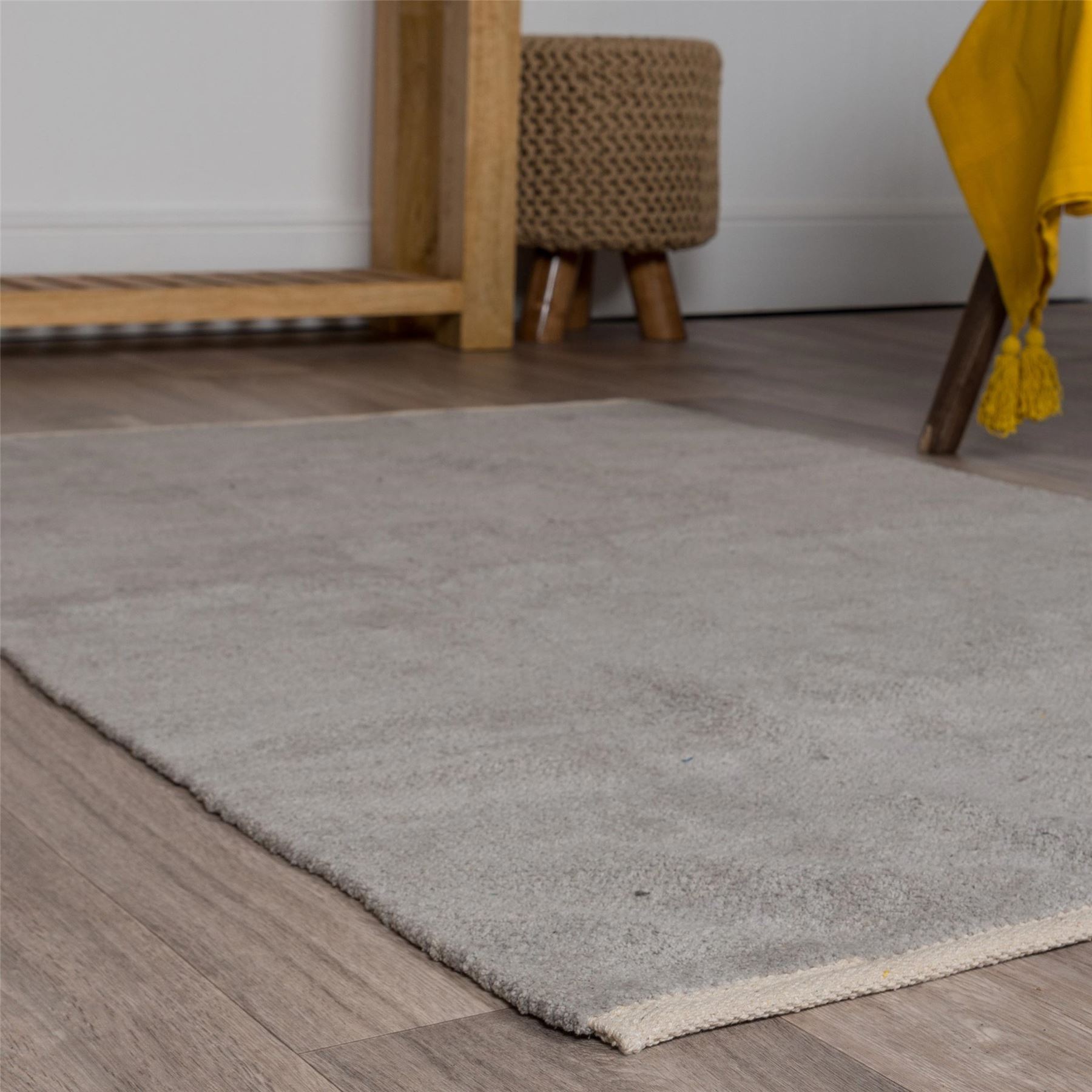 100 Cotton Plain Chenille Rugs Washable Soft Floor Mat with Natural Trim Finish eBay