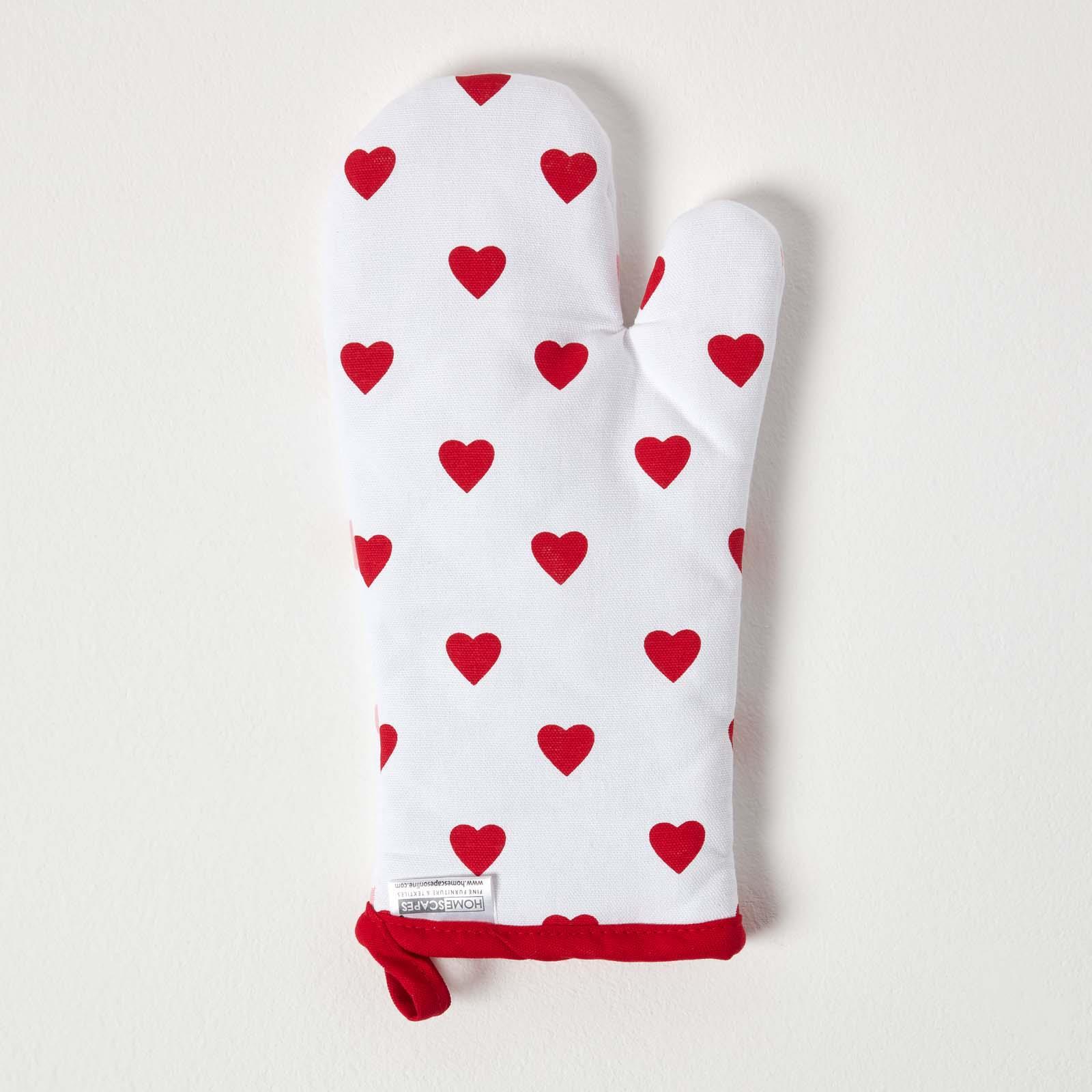 Cotton Pink And Red Hearts Kitchen Double Oven Gloves Apron Towel Pot Holder - Picture 12 of 22
