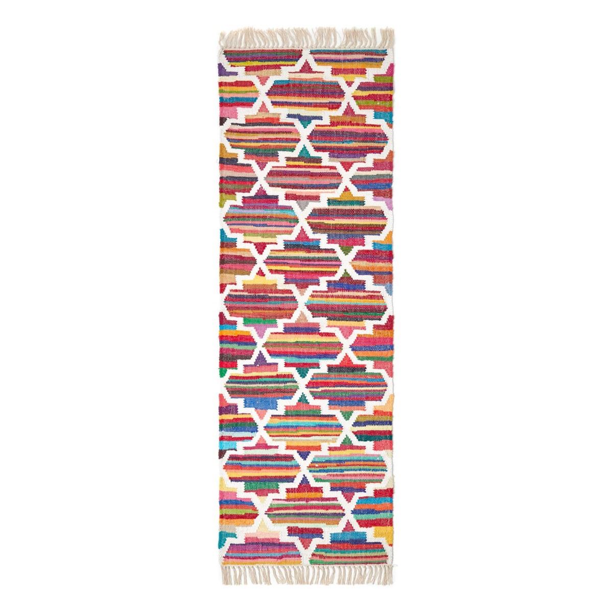 Handmade Cotton & Wool Kilim Rugs Runner Multi Coloured Geometric Diamond Carpet - Picture 12 of 64