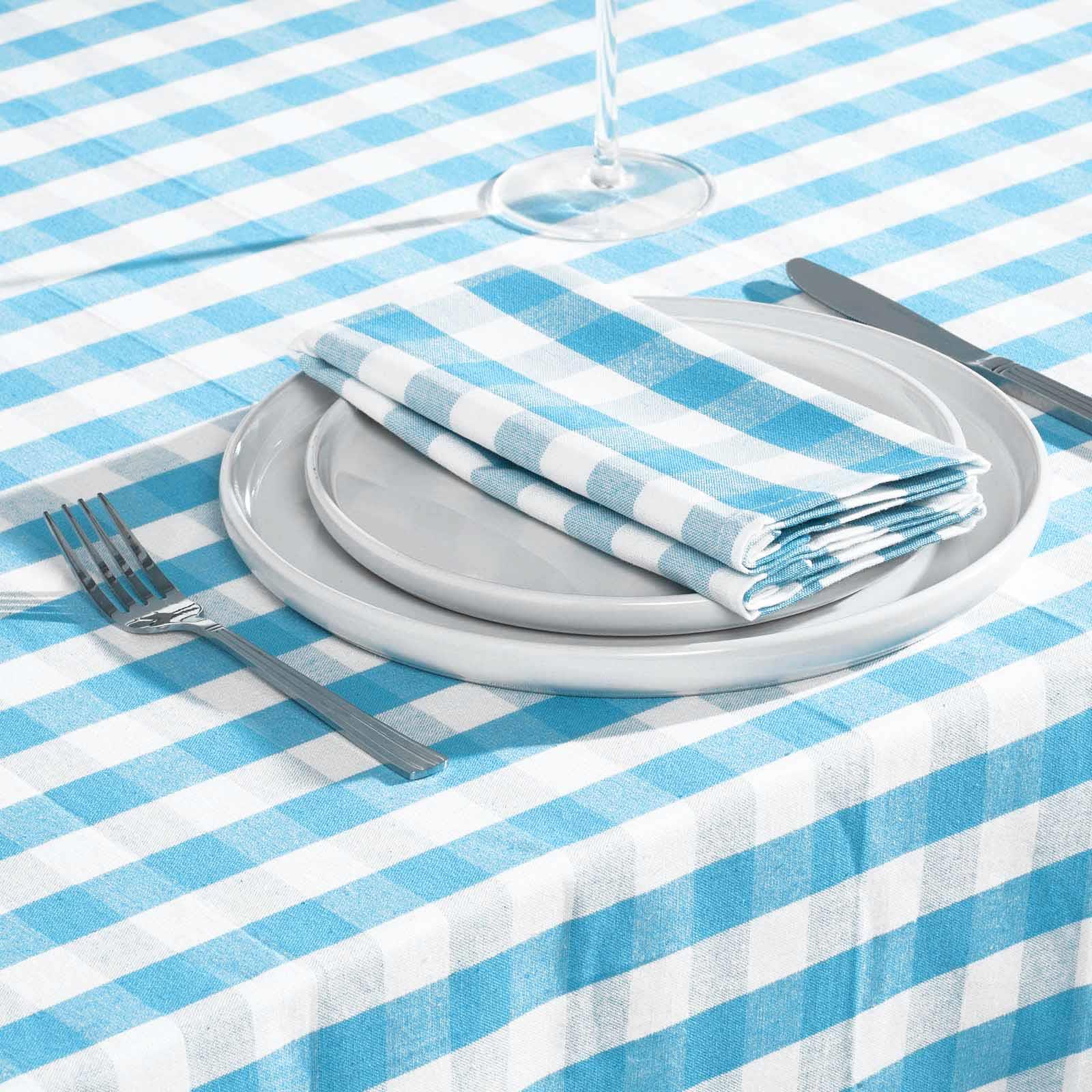 Block Check Tablecloth 100% Cotton Matching With Placemats, Napkins and Seat Pad - Picture 4 of 25
