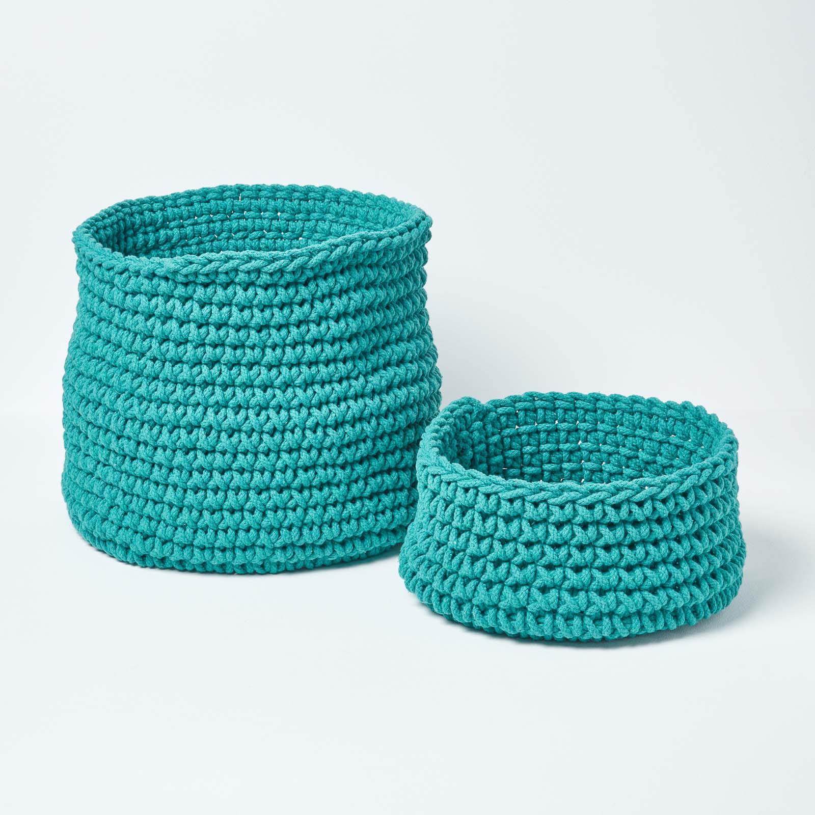 100% Cotton Round Knitted Storage Basket Books & Cloths Storage Handmade Basket - Picture 135 of 135