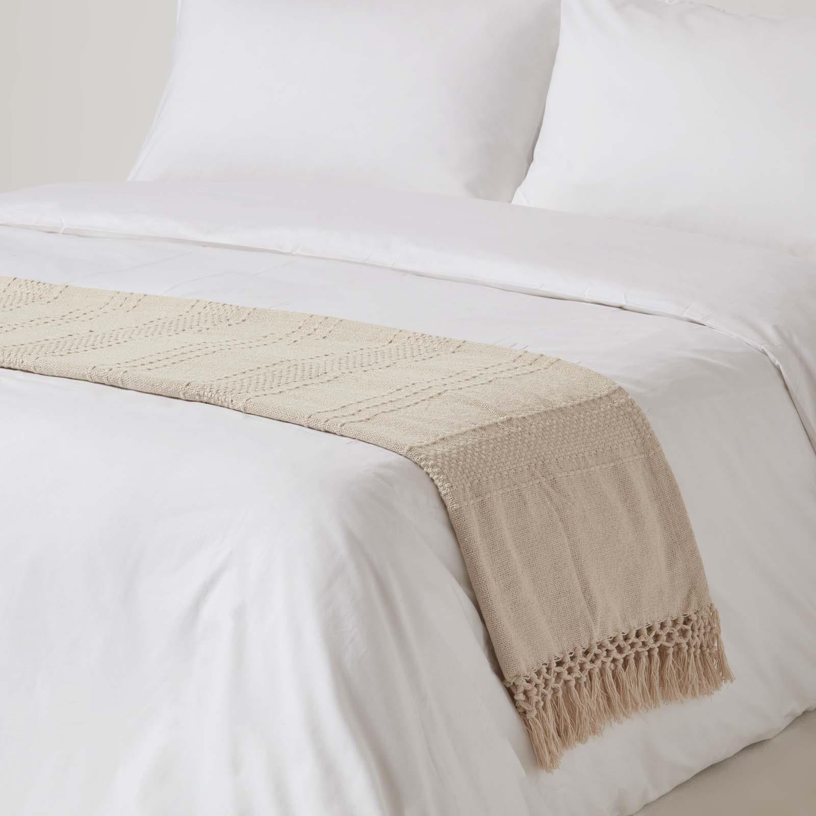 100% Cotton Lightweight Handwoven Textured "KASHI" Throw Blanket with Tassels - Picture 10 of 25