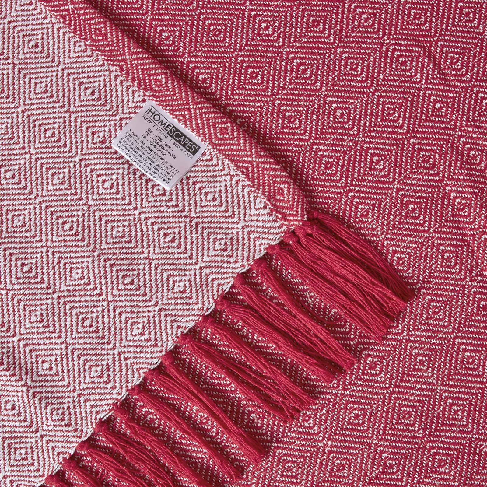 100% Cotton Lightweight Handwoven Textured "MALDA" Throw Blanket with Tassels - Picture 15 of 16