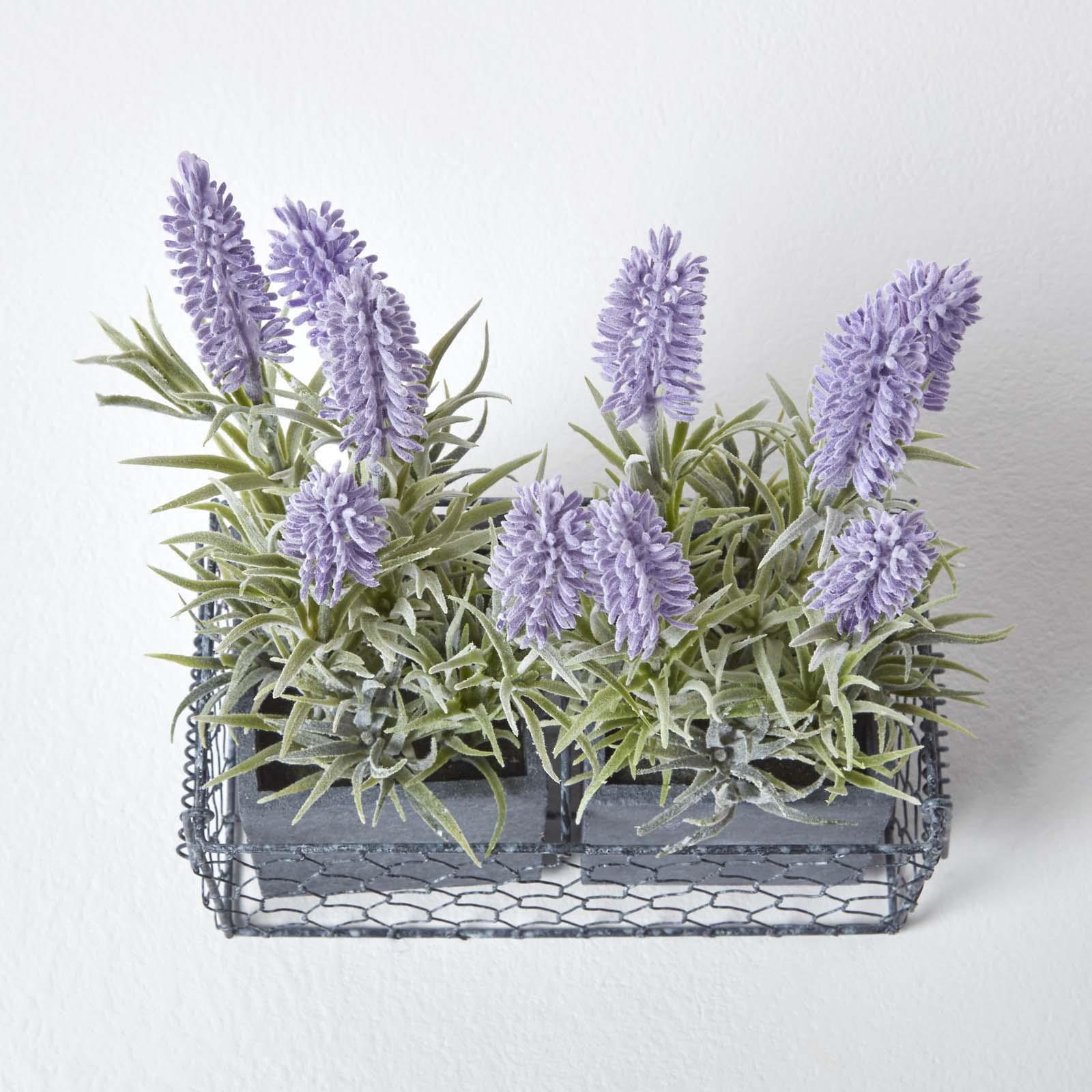 Artificial Lavender Plants in Decorative Vintage Pot for Home/Office