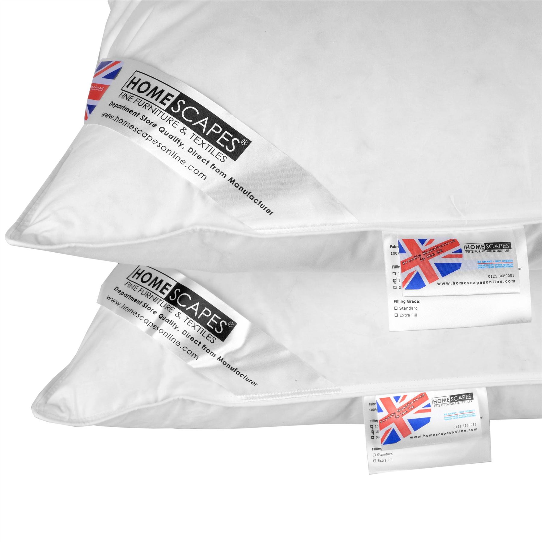 Duck Feather & Down Pillows Extra Filled Hotel Quality 100% Cotton Cover - Picture 3 of 8