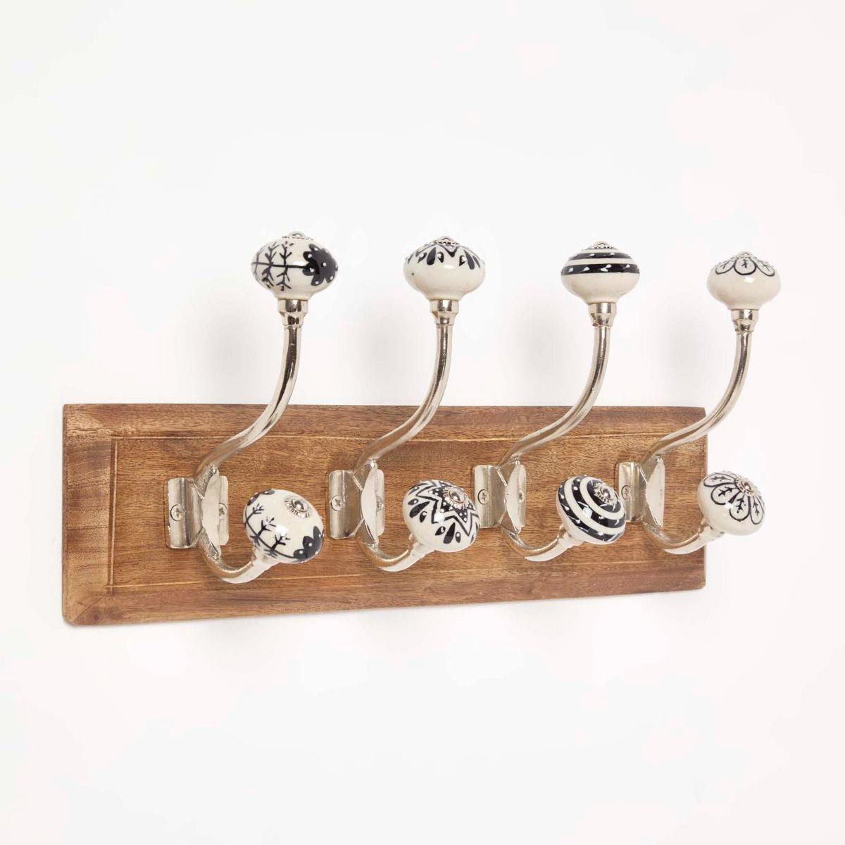Wall Mounted Vintage style Decorative Coat Rack Hook Hangers with 2 and 4 Hooks - Picture 3 of 32