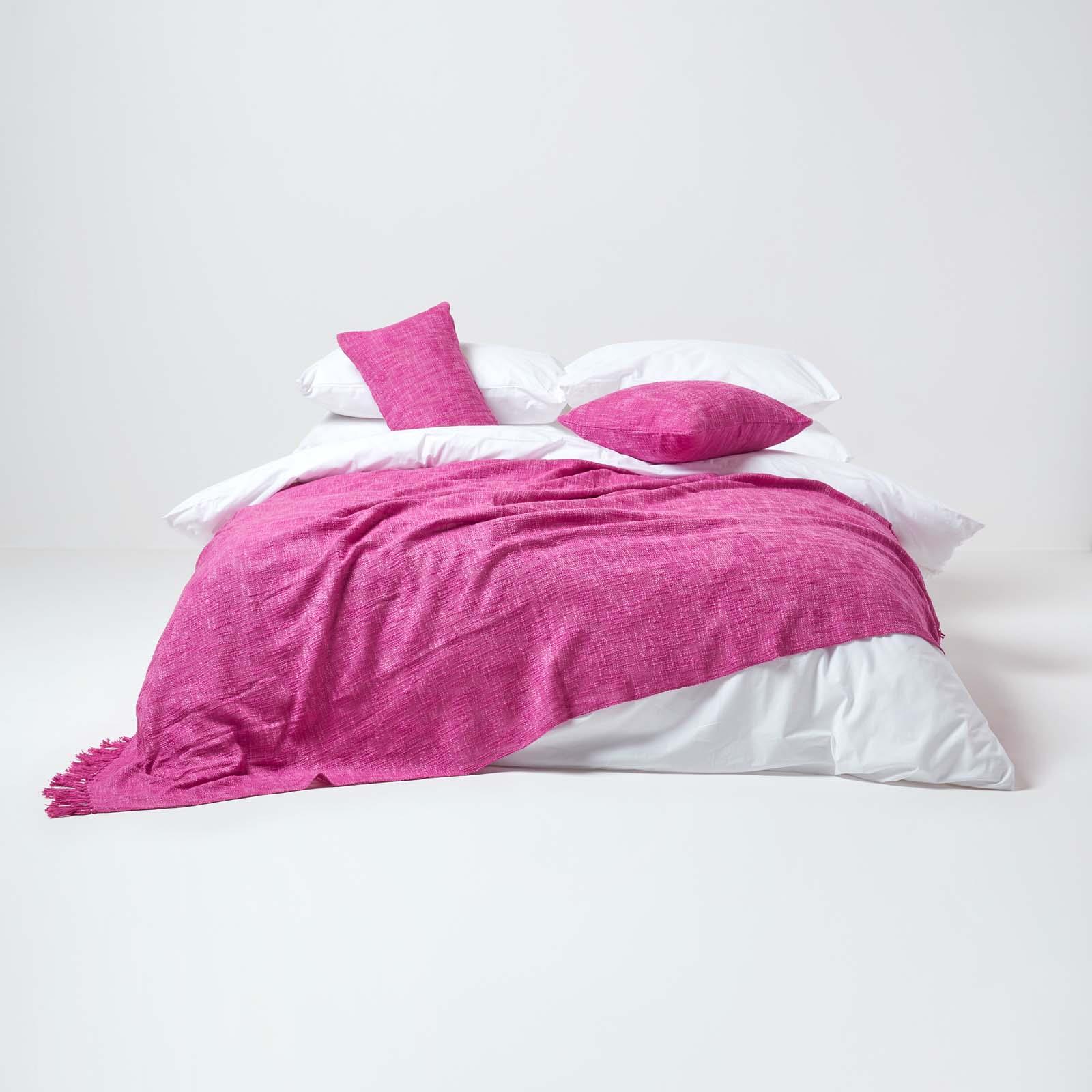 Homescapes Hand woven 100% Pure Cotton Throws for Bed or Sofa Yellow Grey Purple - Picture 33 of 54