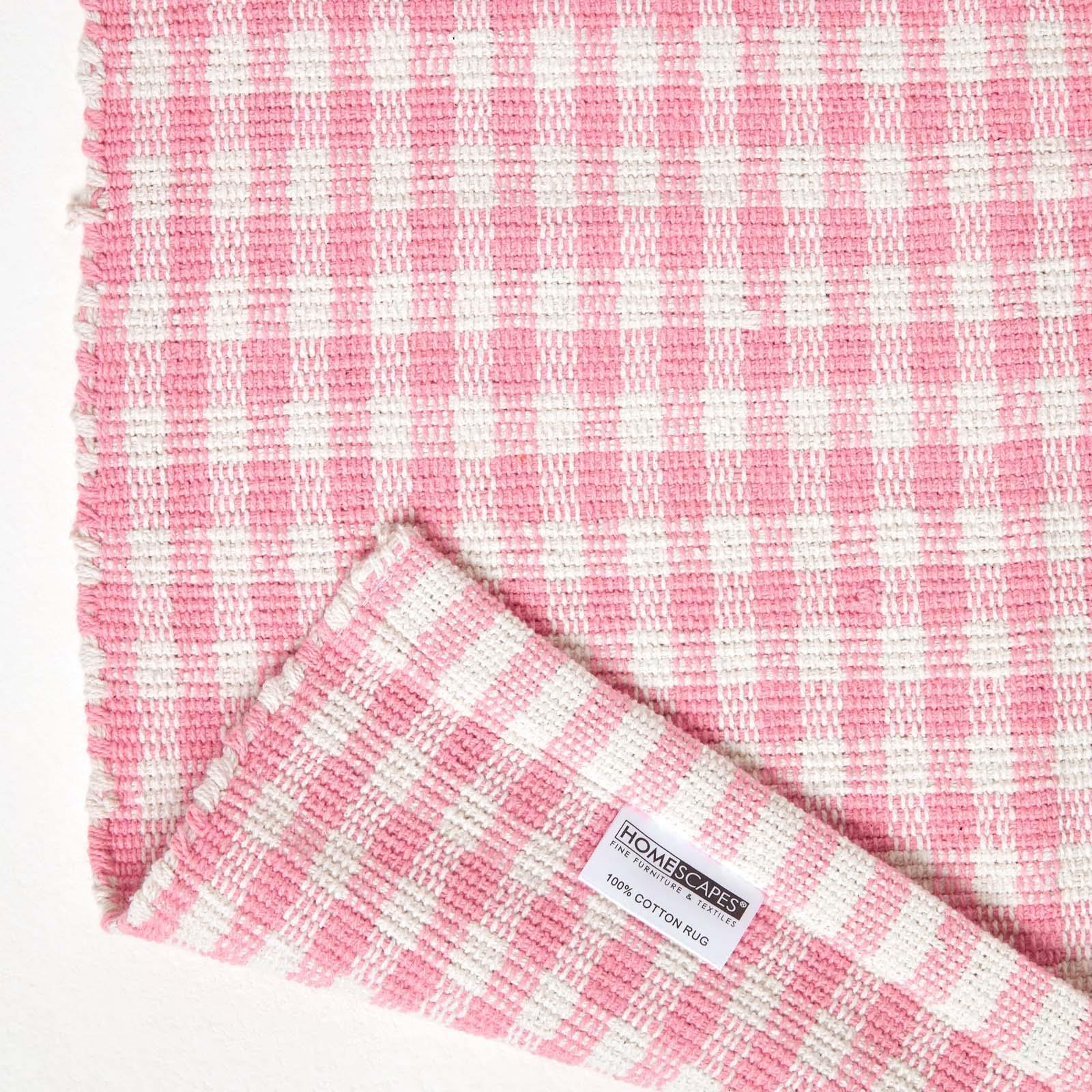 Cotton Gingham Rugs Pink Blue Beige Green Orange Carpet Kids Bath Mats - Picture 36 of 43