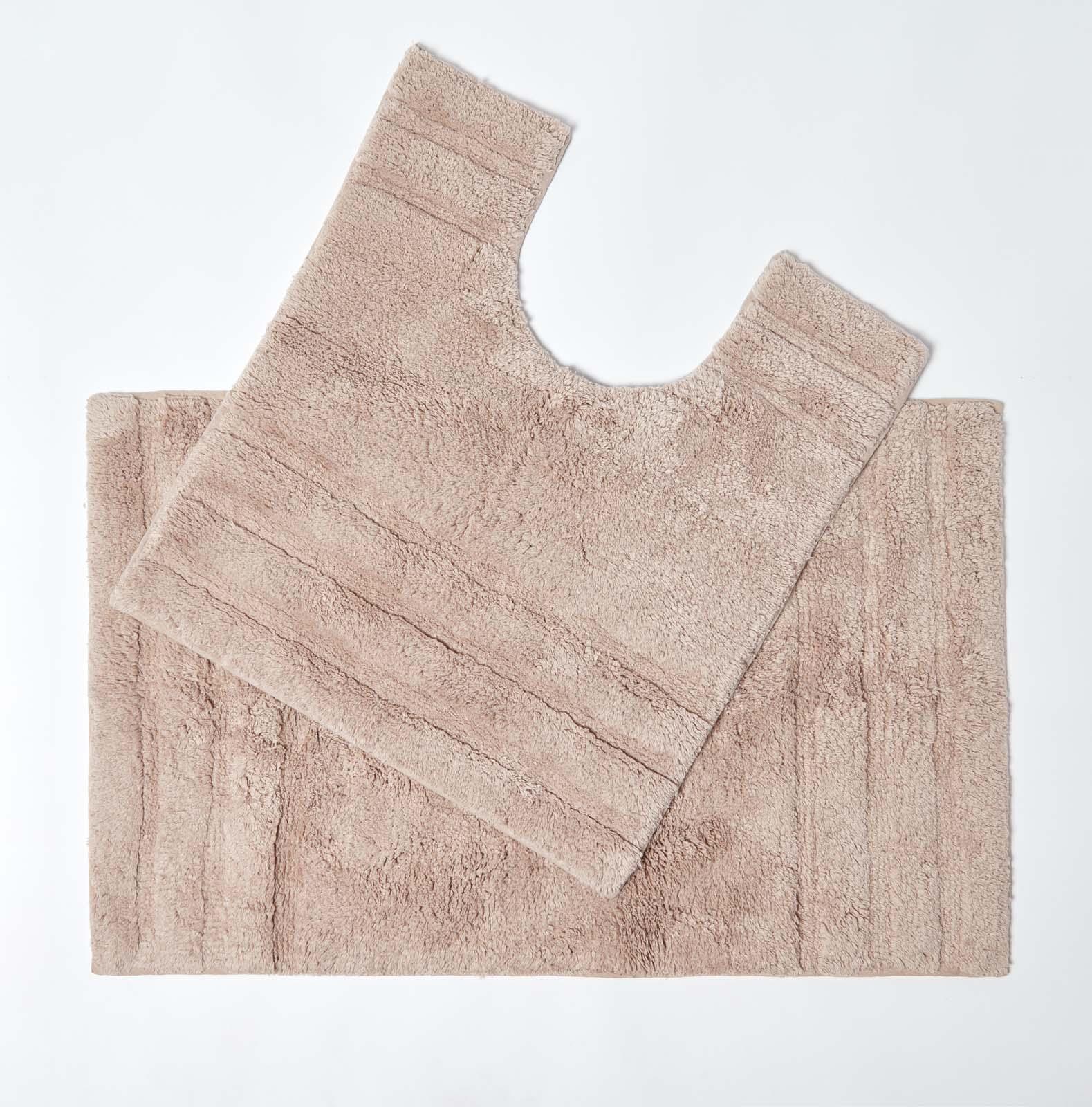 Bath Mats and Pedestal Set Non Slip Super Soft 100 Cotton Washable Spa