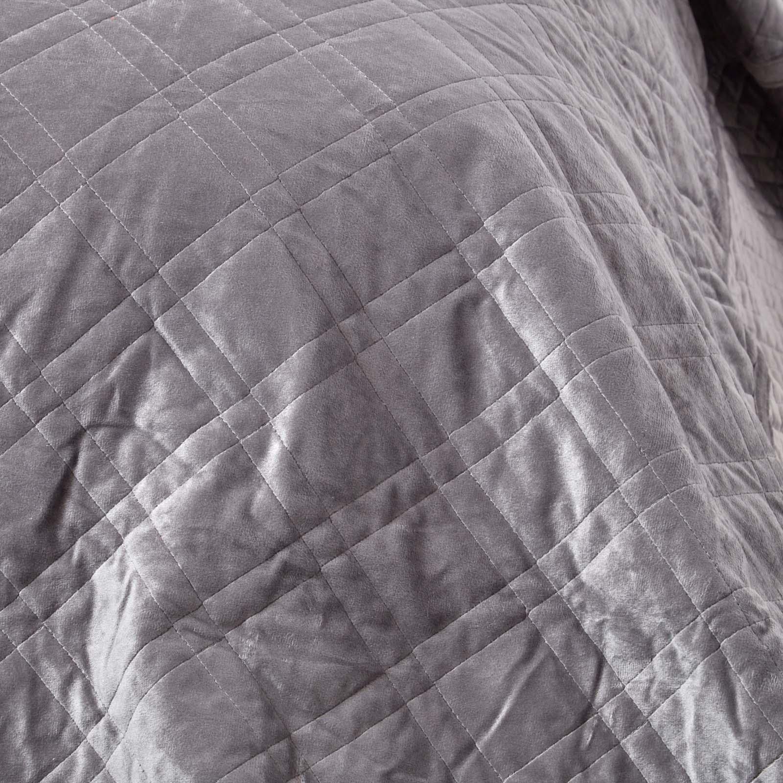 Quilted Velvet Bedspread Geometric Bed Throw Super Soft Coverlet Quilt Blanket - Picture 12 of 35