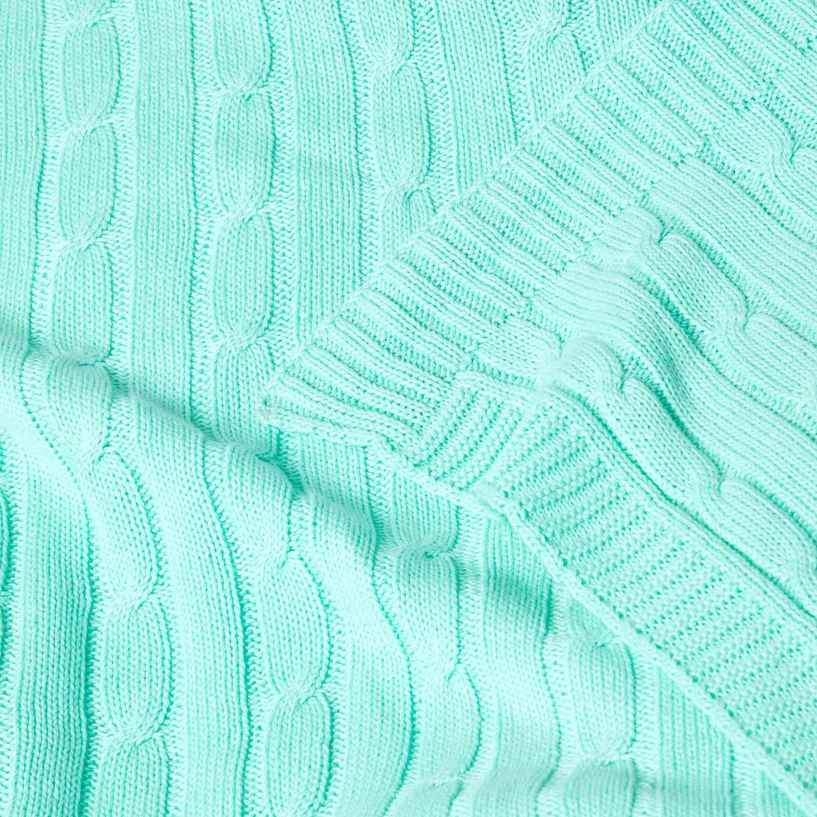 Cotton Cable Knit Throw, Blue, Grey, Green, Pink, Natural, Chocolate - Picture 22 of 65