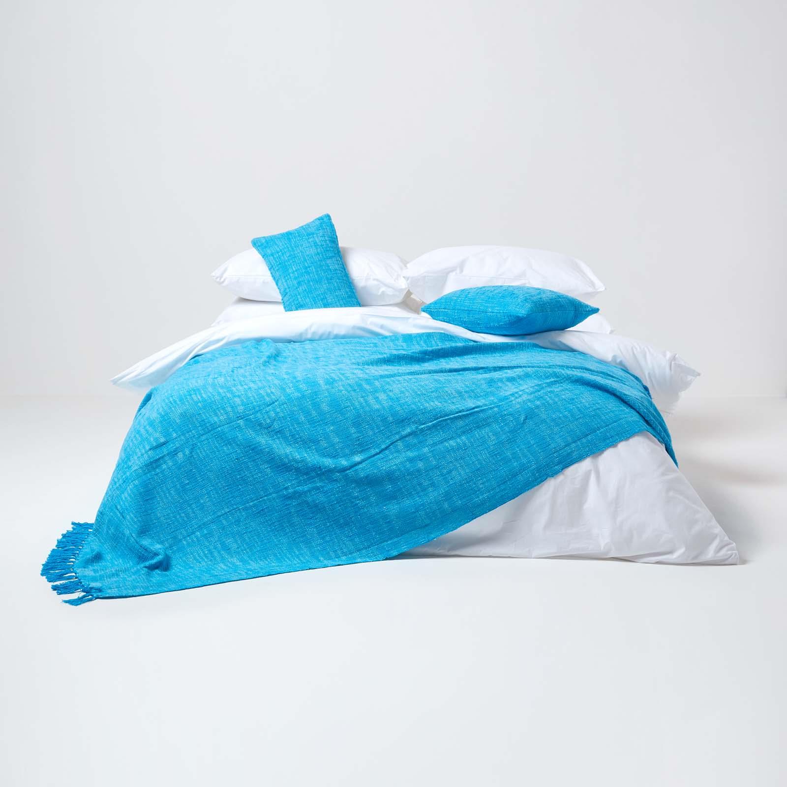 Homescapes Hand woven 100% Pure Cotton Throws for Bed or Sofa Yellow Grey Purple - Picture 41 of 54