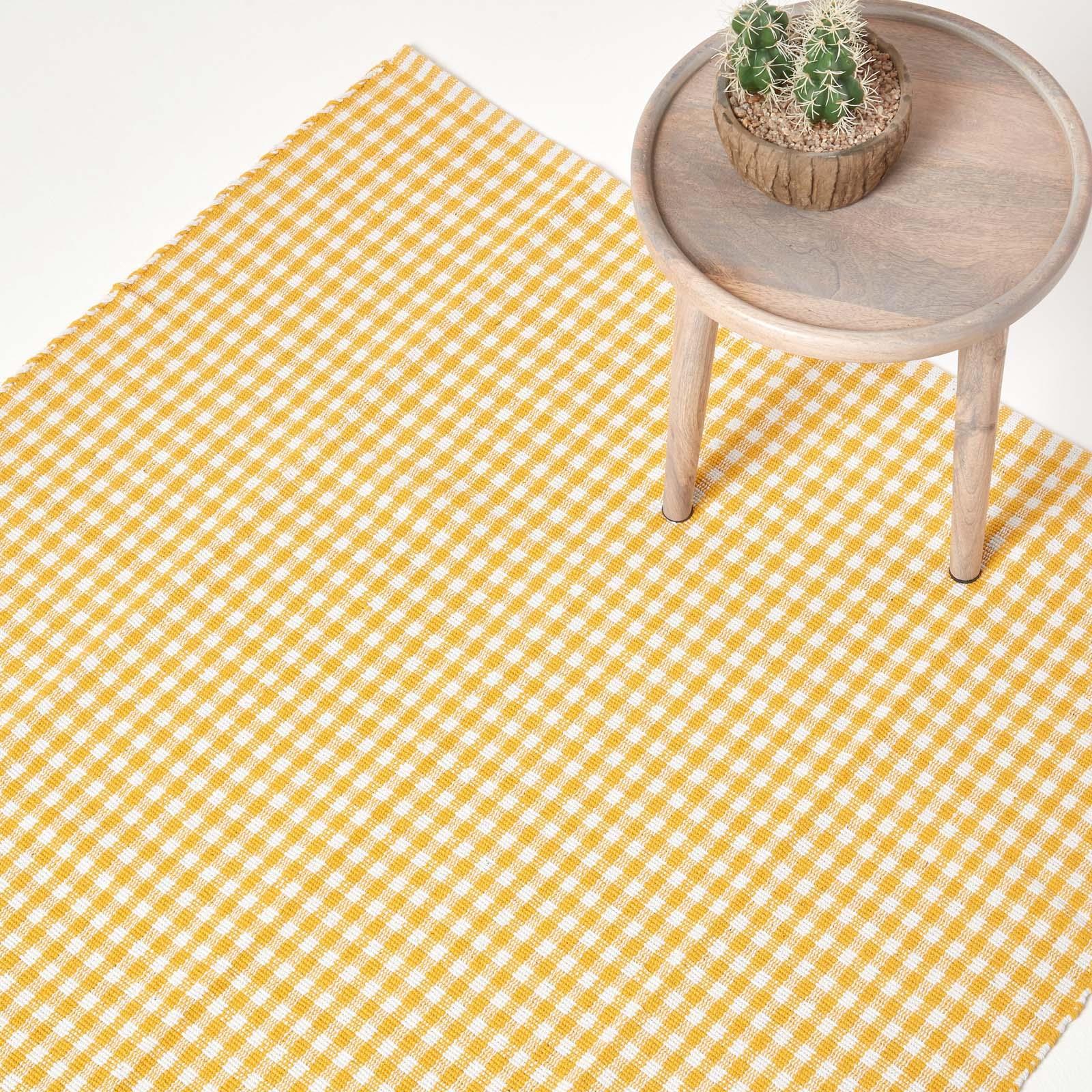 Cotton Gingham Rugs Pink Blue Beige Green Orange Carpet Kids Bath Mats - Picture 37 of 43