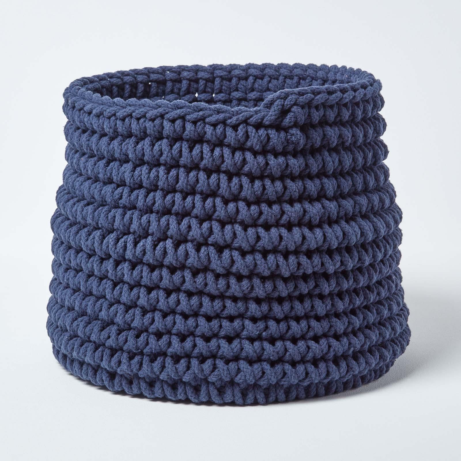 100% Cotton Round Knitted Storage Basket Books & Cloths Storage Handmade Basket - Picture 81 of 135