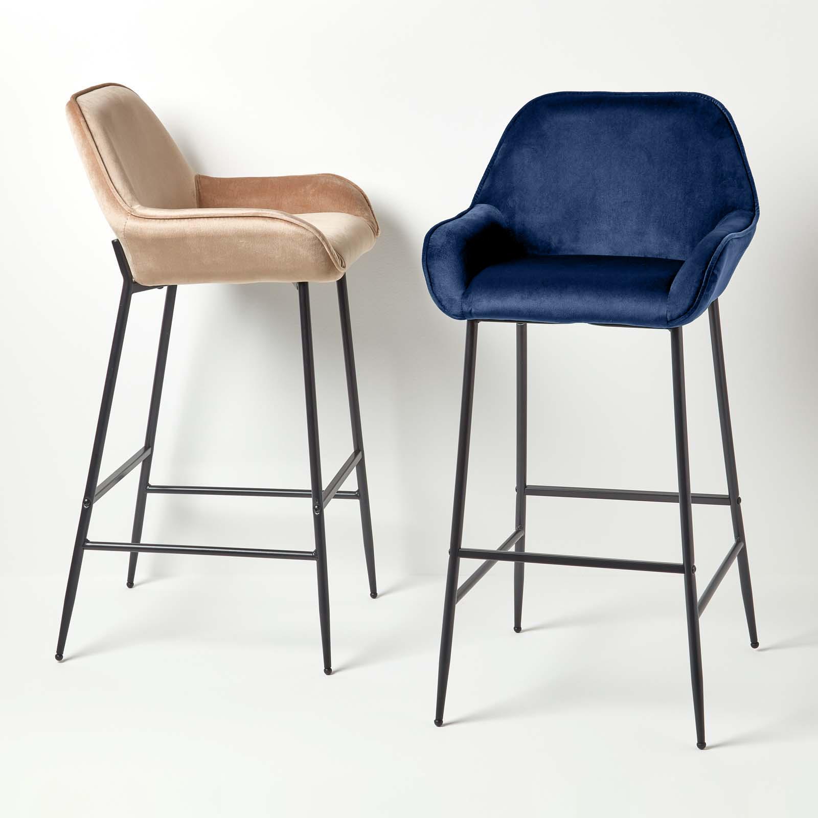Velvet Bar Stool Chair On-Trend Kitchen Breakfast Bar Stool with Backrest - Picture 32 of 40