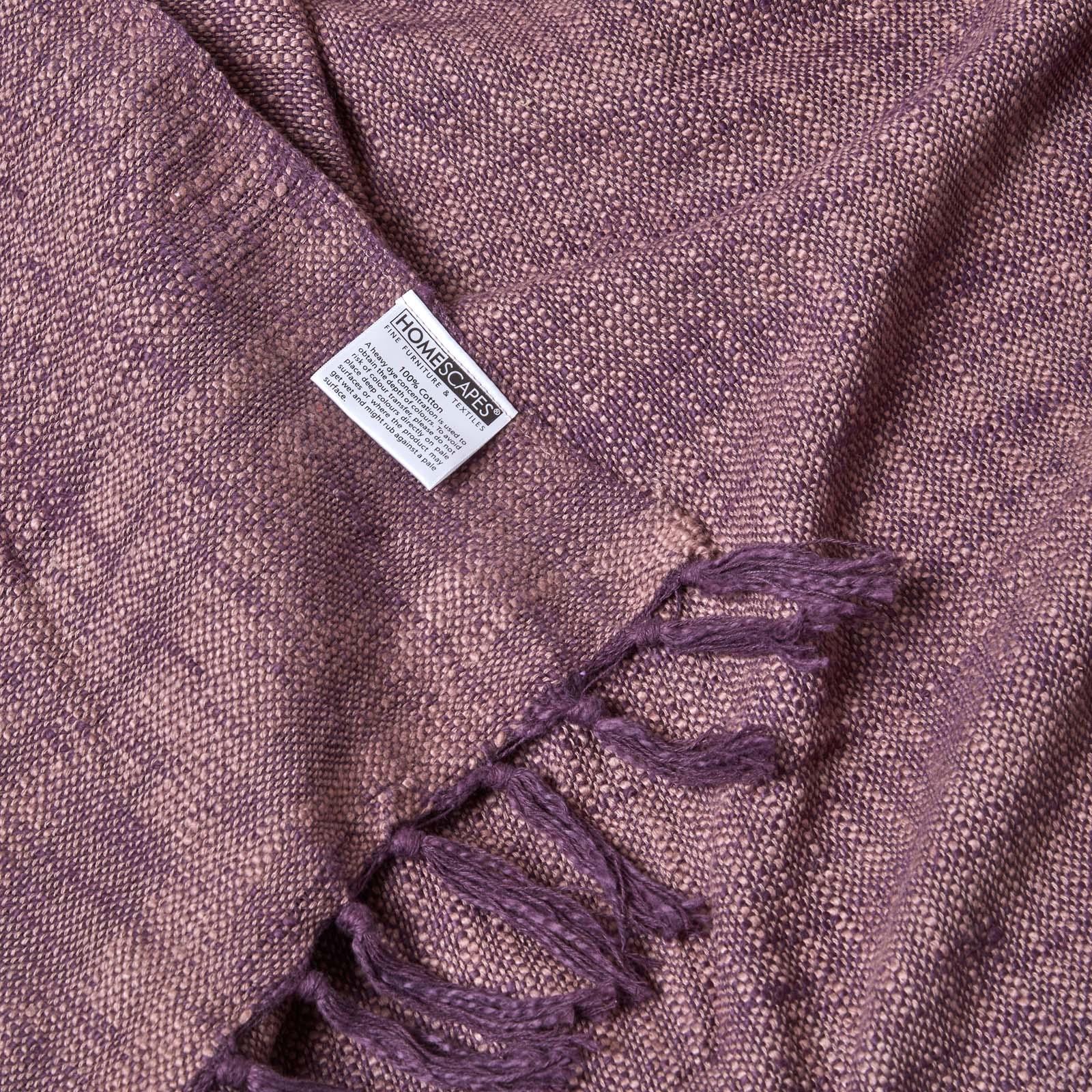 Homescapes Hand woven 100% Pure Cotton Throws for Bed or Sofa Yellow Grey Purple - Picture 22 of 54