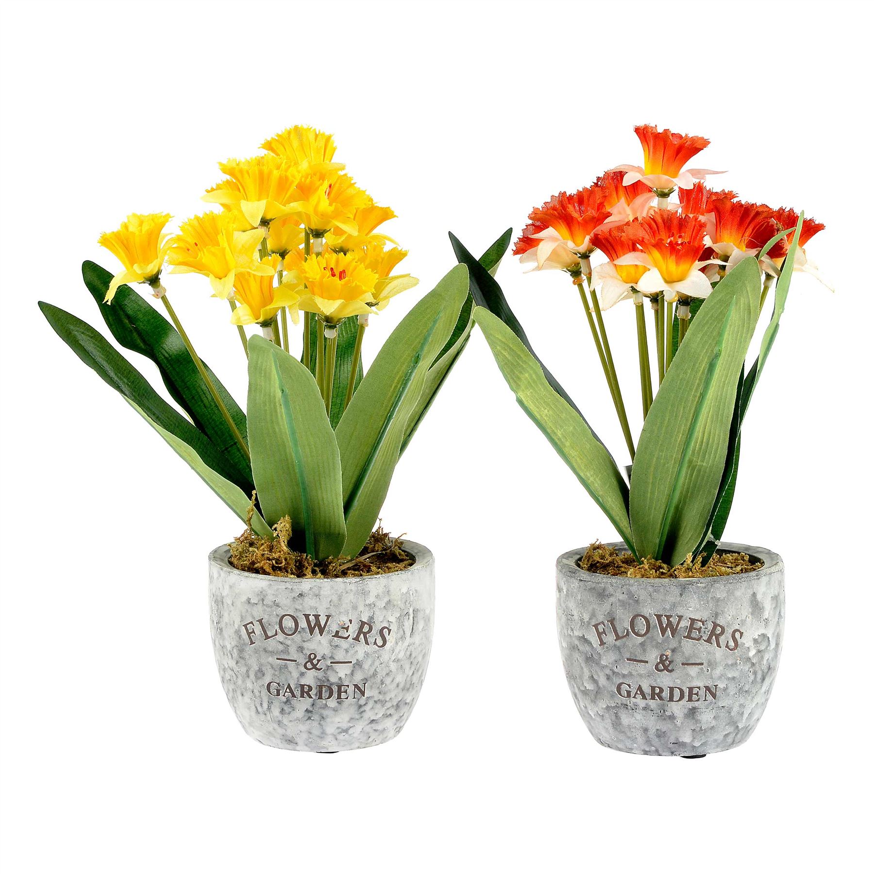 Artificial Narcissus Daffodil Plant in Ceramic Pot Yellow & Orange eBay