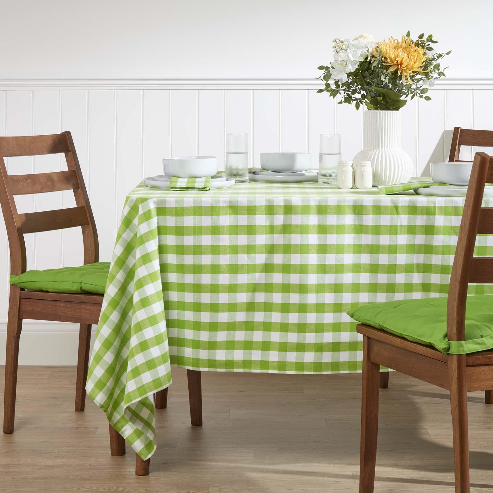 Block Check Tablecloth 100% Cotton Matching With Placemats, Napkins and Seat Pad - Picture 8 of 25