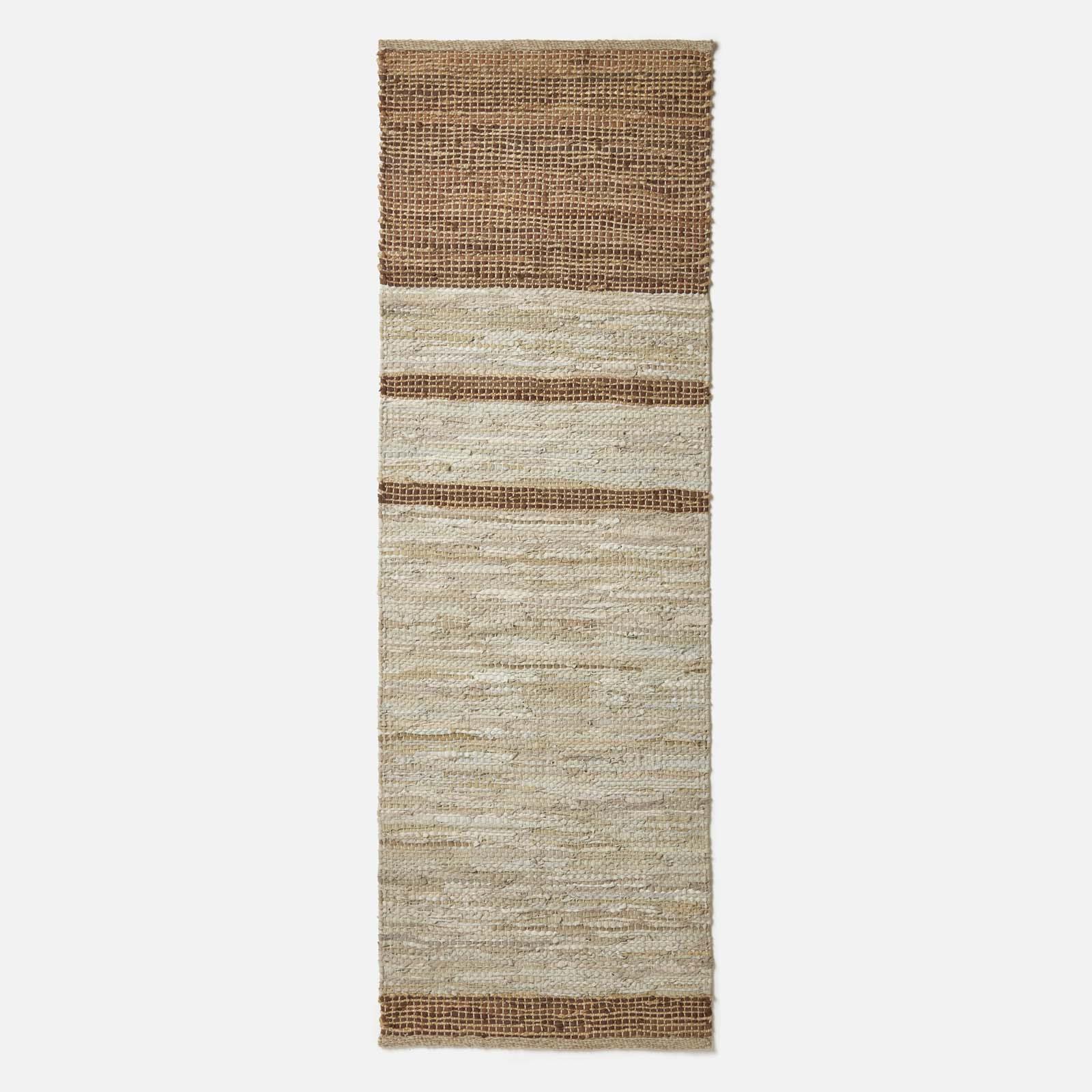 Handmade Stripe Design Recycled Eco Friendly Real Leather Rug and Runner - Picture 6 of 17