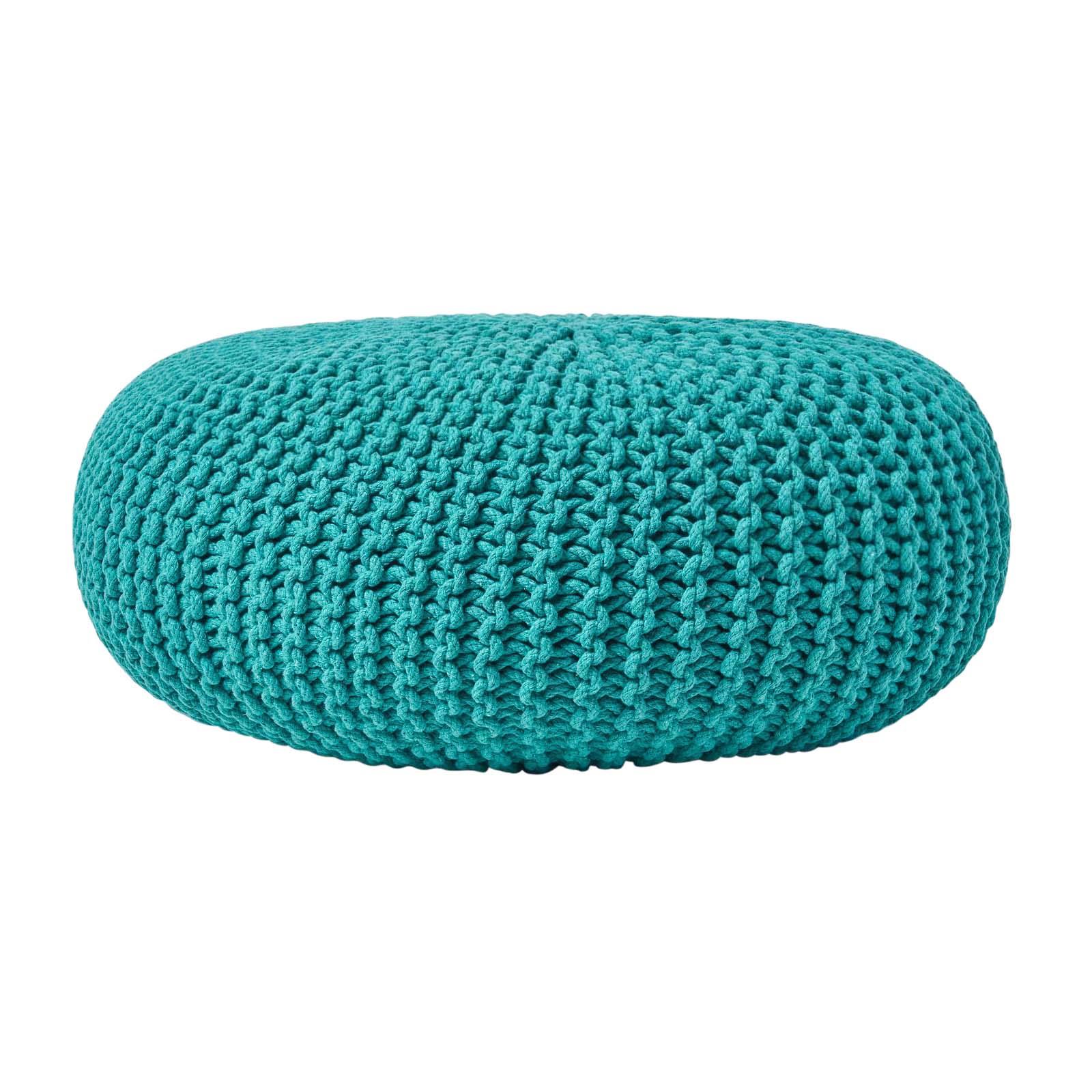 Large Round Cotton Knitted Pouffes Footstools Red, Yellow, Black, Grey, Natural - Picture 103 of 108