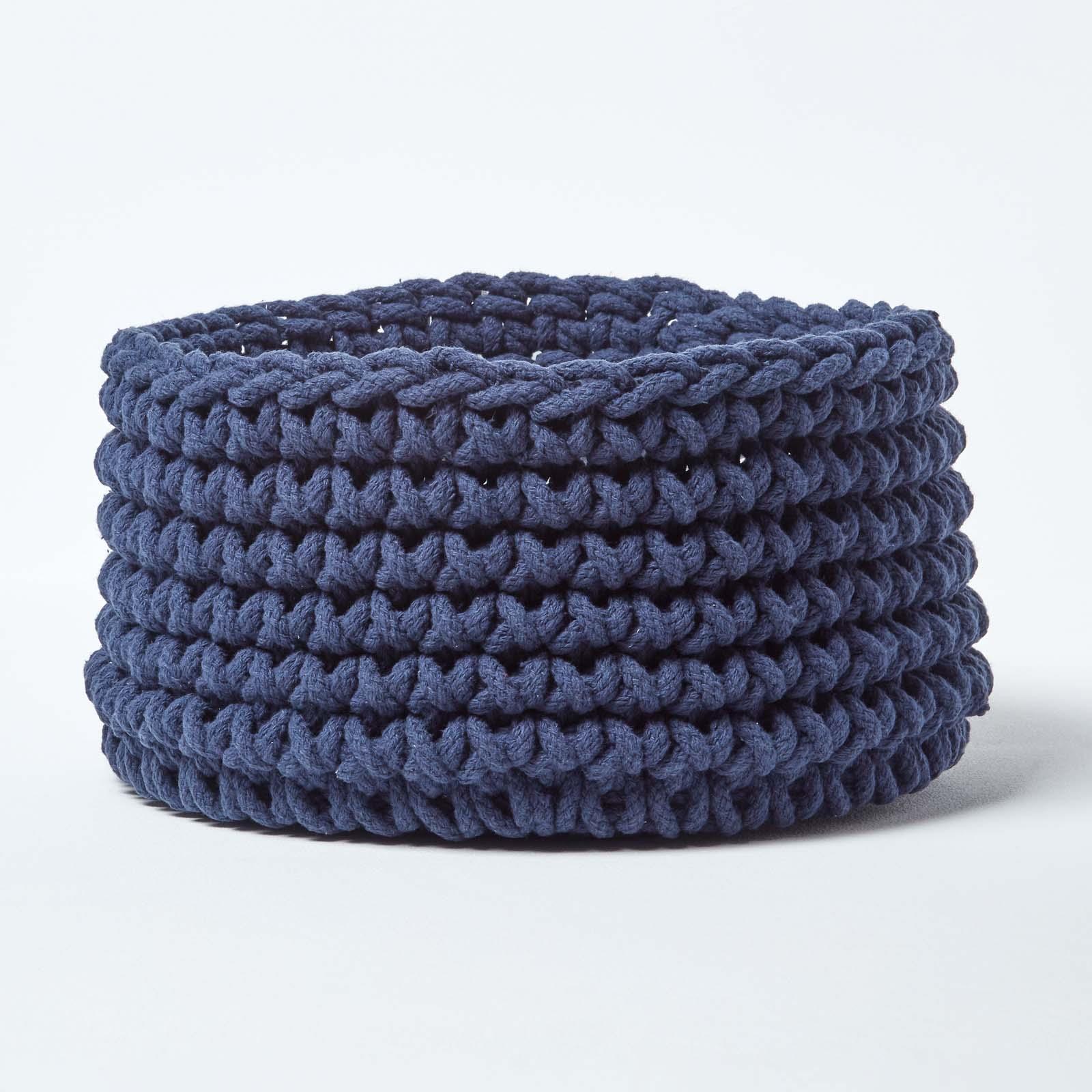 100% Cotton Round Knitted Storage Basket Books & Cloths Storage Handmade Basket - Picture 80 of 135