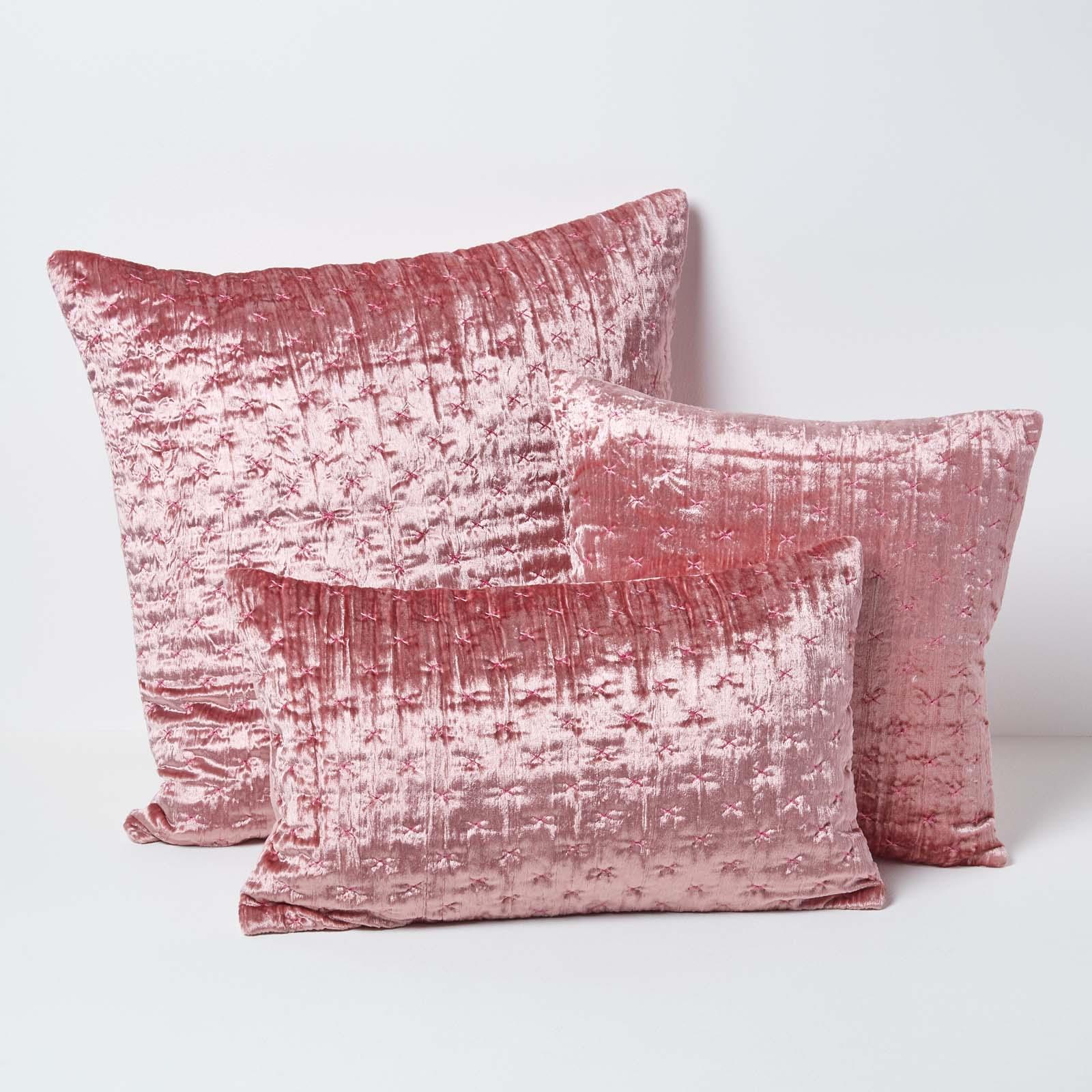 Plain Luxury Crushed Velvet Cushion Cover in Embroidered Design with